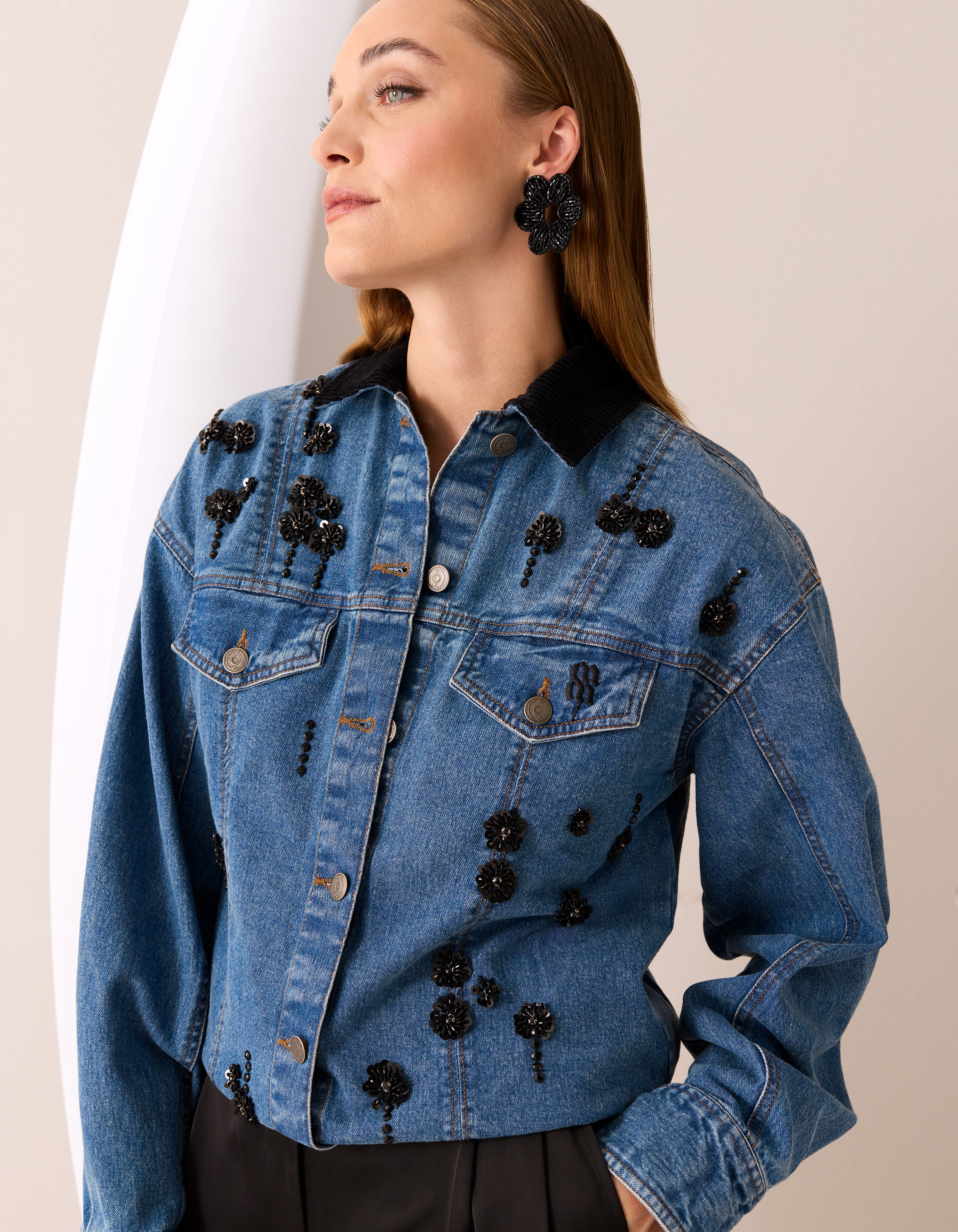 Embellished Denim Jack Blauw By Mieke SHOEBY WOMEN