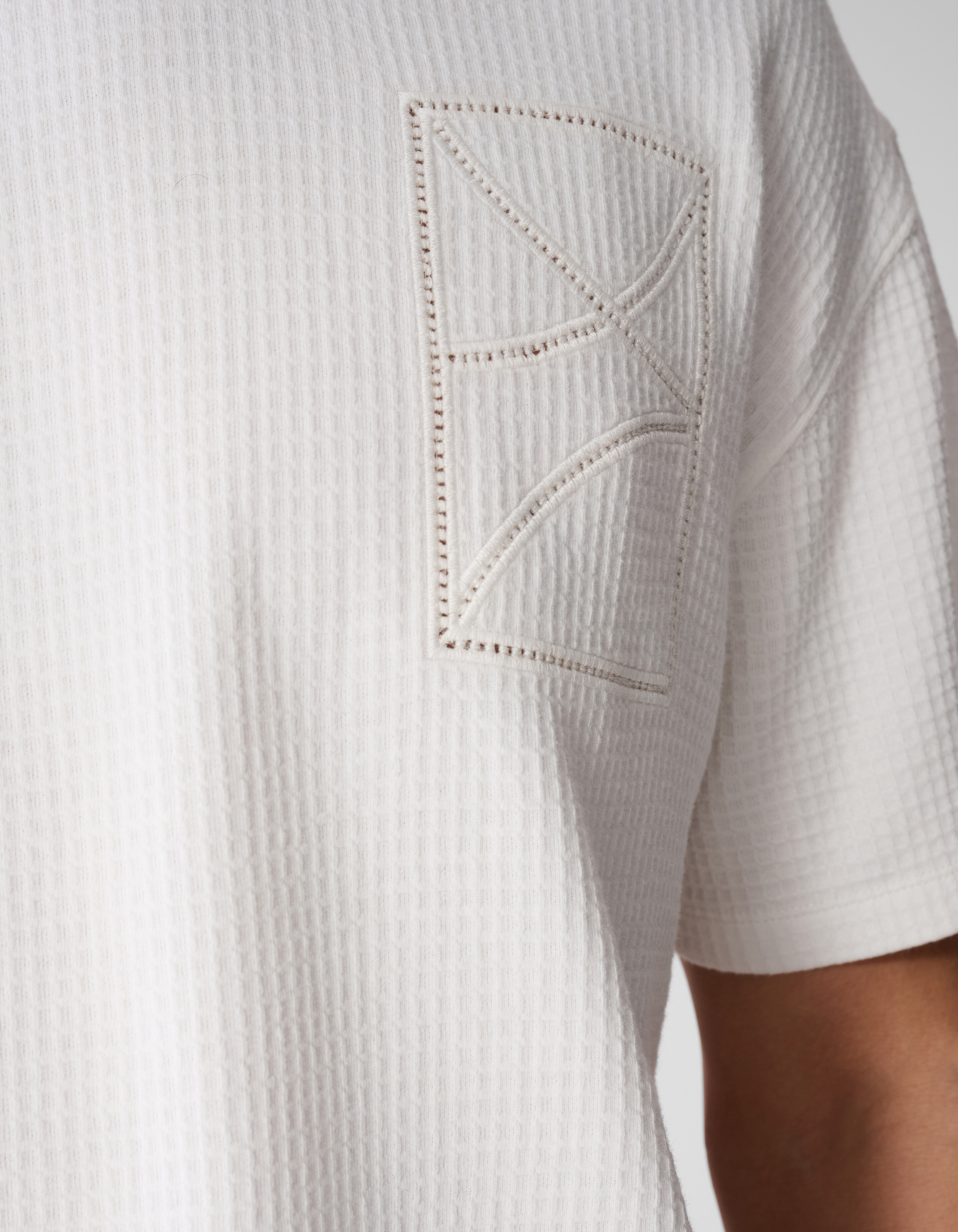Waffle Embroidery T-shirt Wit SHOEBY MEN
