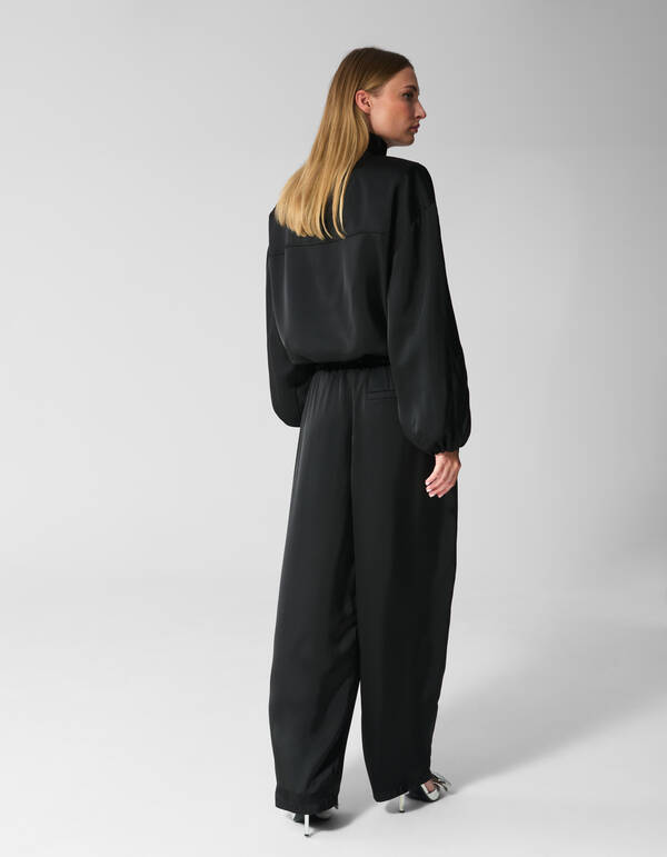 Satijnen Wide Leg Fit Broek Zwart SHOEBY WOMEN