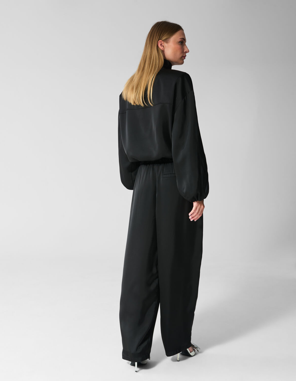 Satijnen Wide Leg Fit Broek Zwart SHOEBY WOMEN