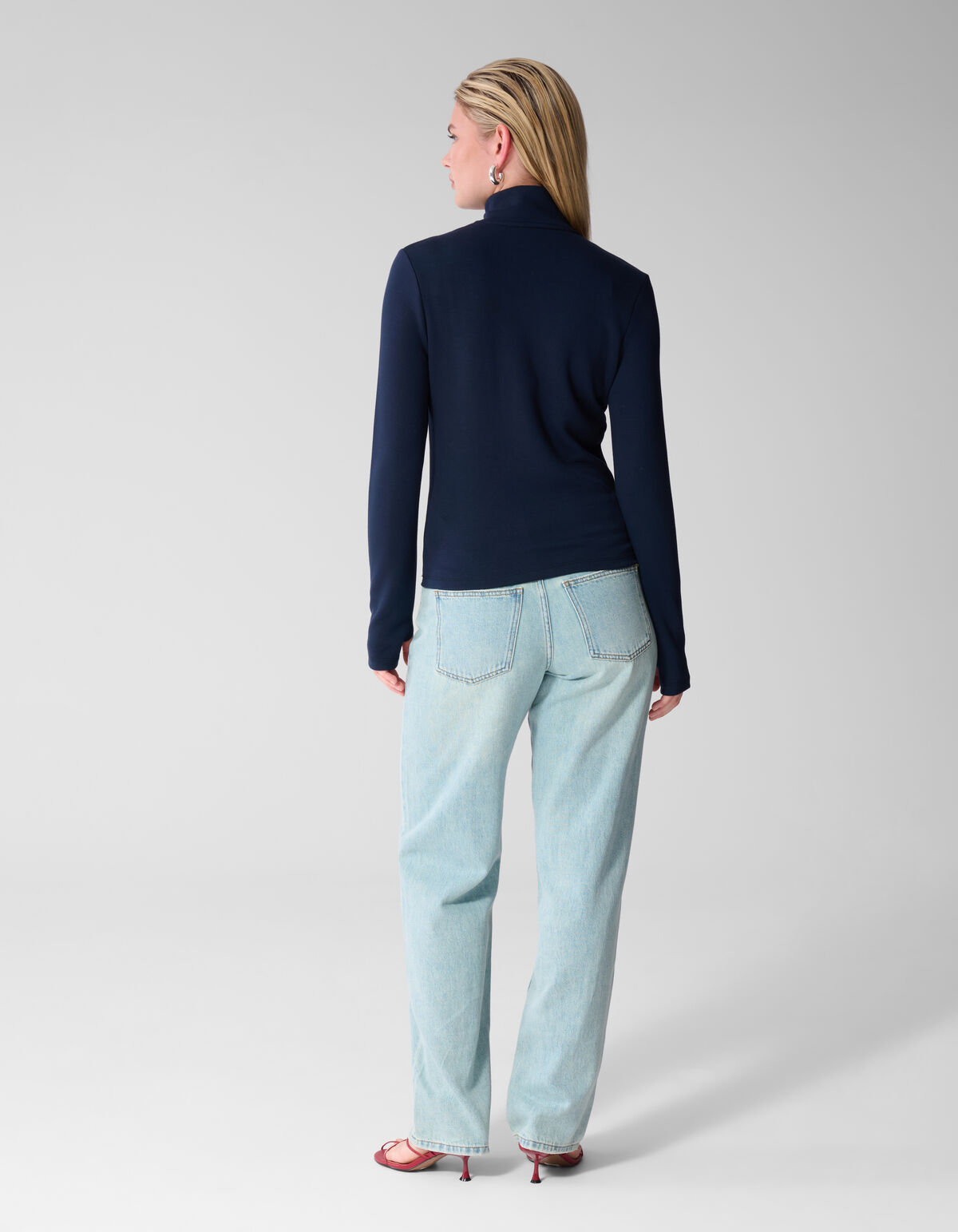 Zipper Longsleeve Top Donkerblauw SHOEBY WOMEN