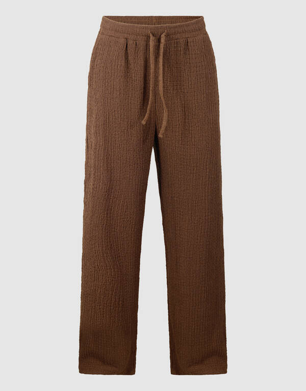 Crinkle Wide Leg Fit Broek Bruin SHOEBY WOMEN