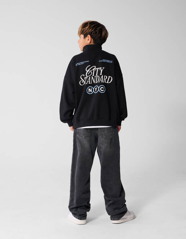 City Zip Sweater Zwart SHOEBY BOYS