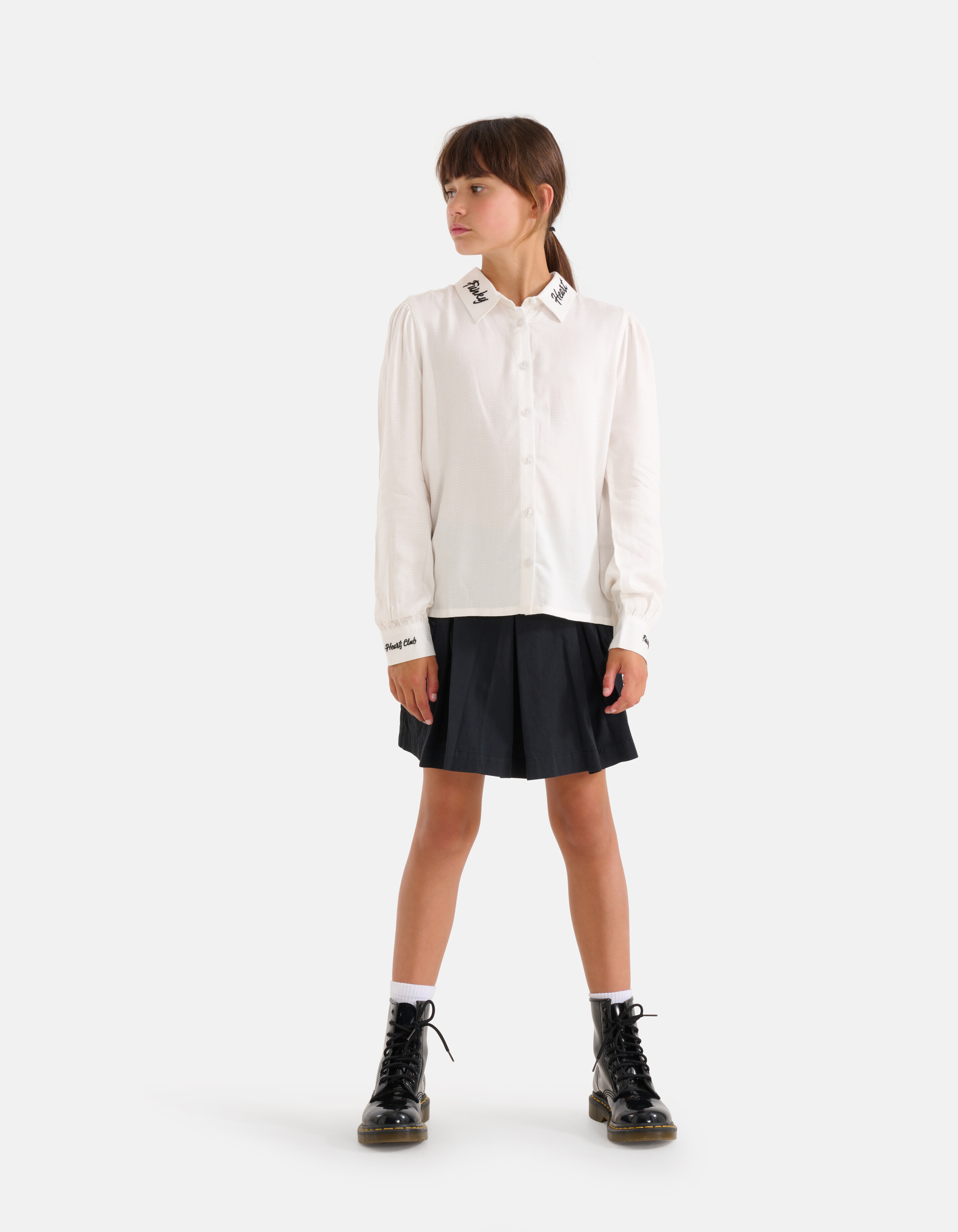 Embroidery Tekst Blouse Wit SHOEBY GIRLS