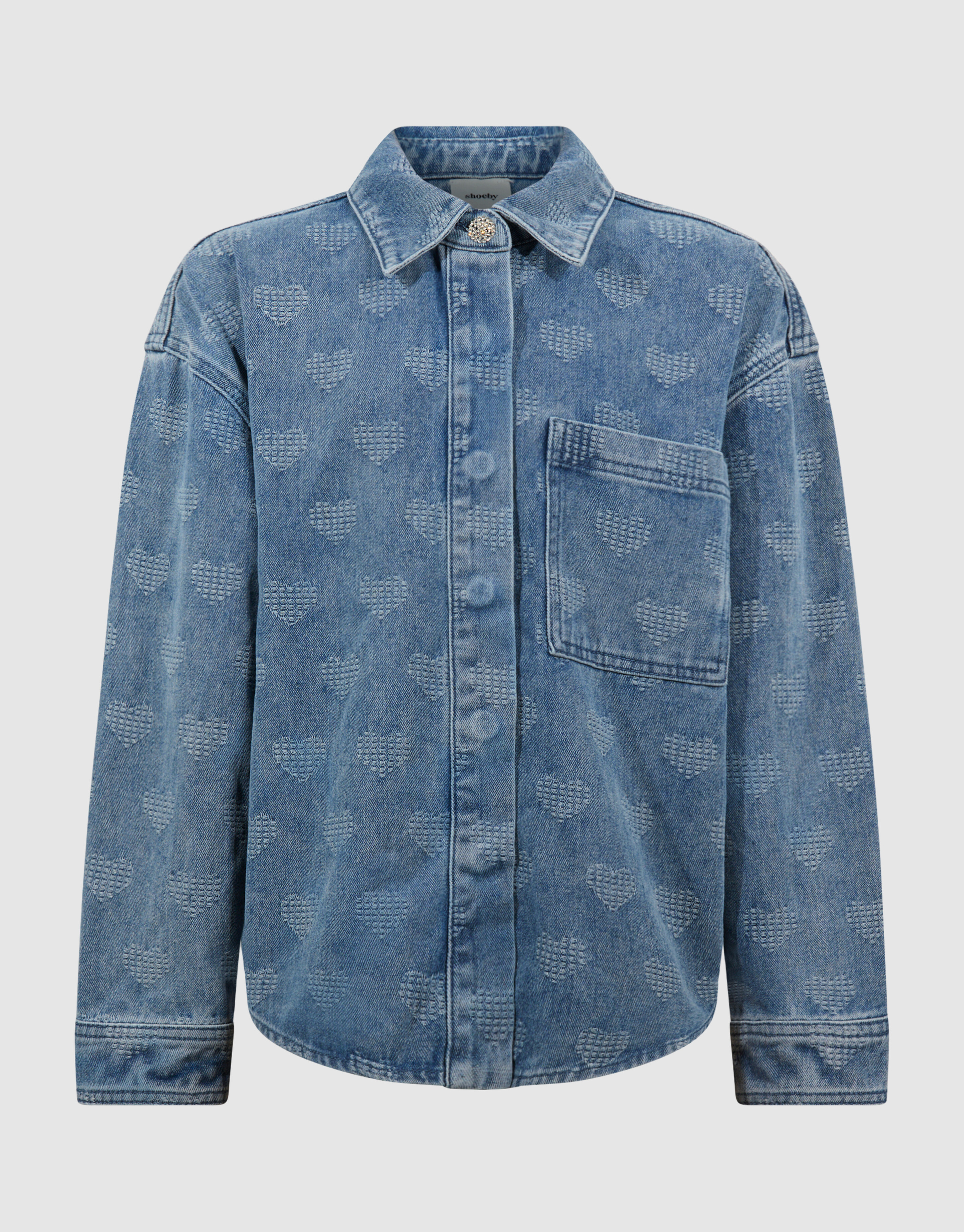 Heart Denim Blouse Blauw SHOEBY GIRLS