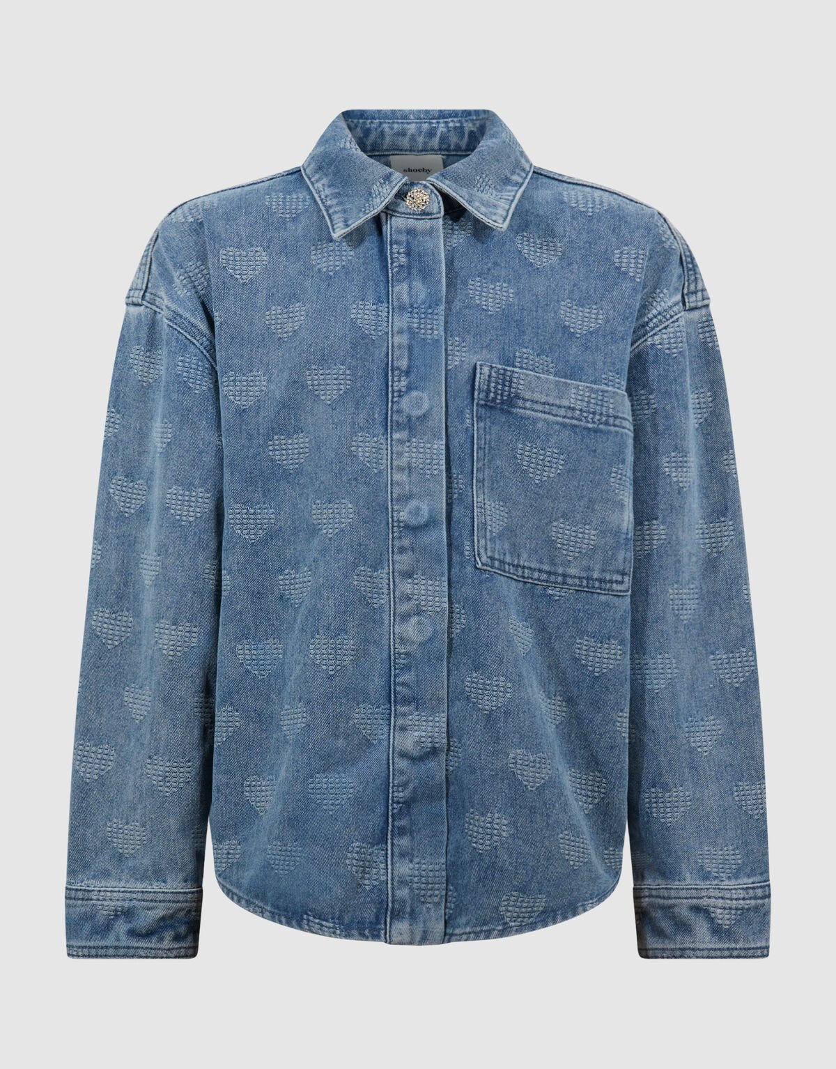 Heart Denim Blouse Blauw SHOEBY GIRLS