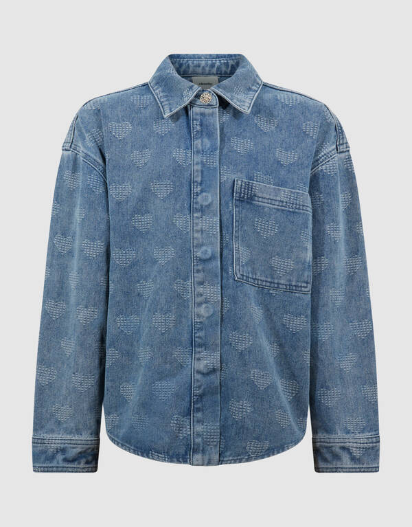 Heart Denim Blouse Blauw SHOEBY GIRLS