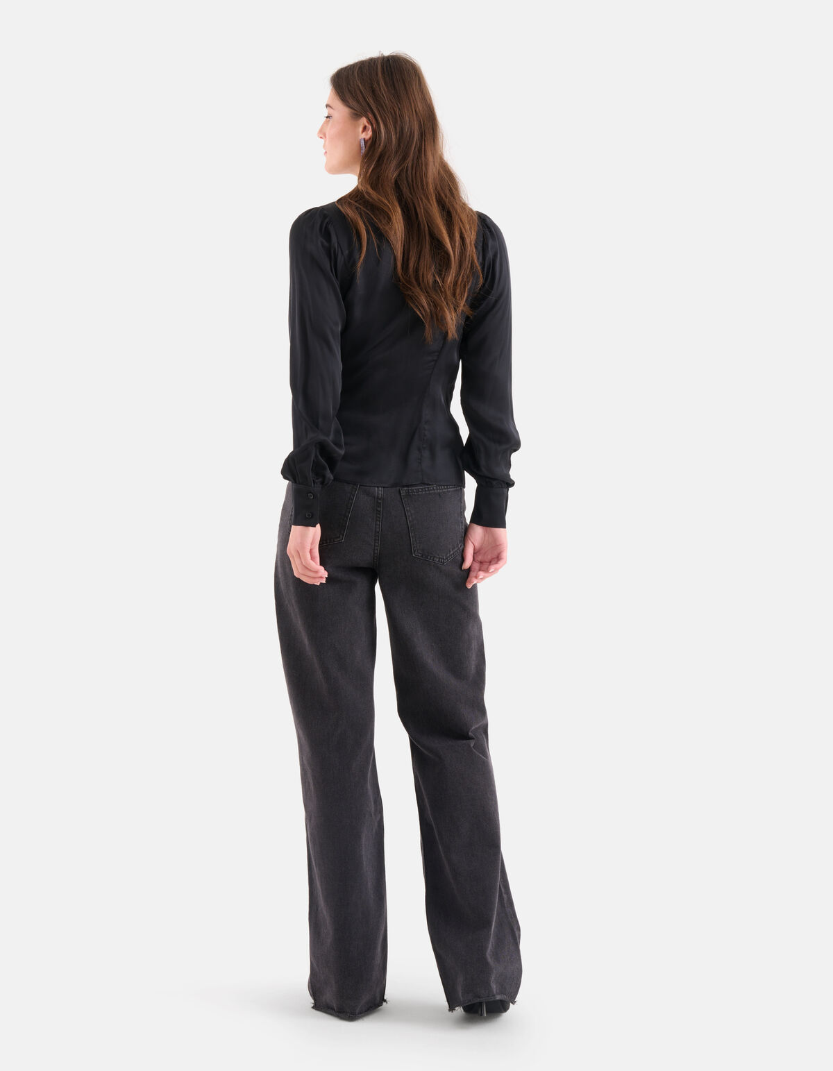 Satijnen Wikkelblouse Zwart SHOEBY WOMEN