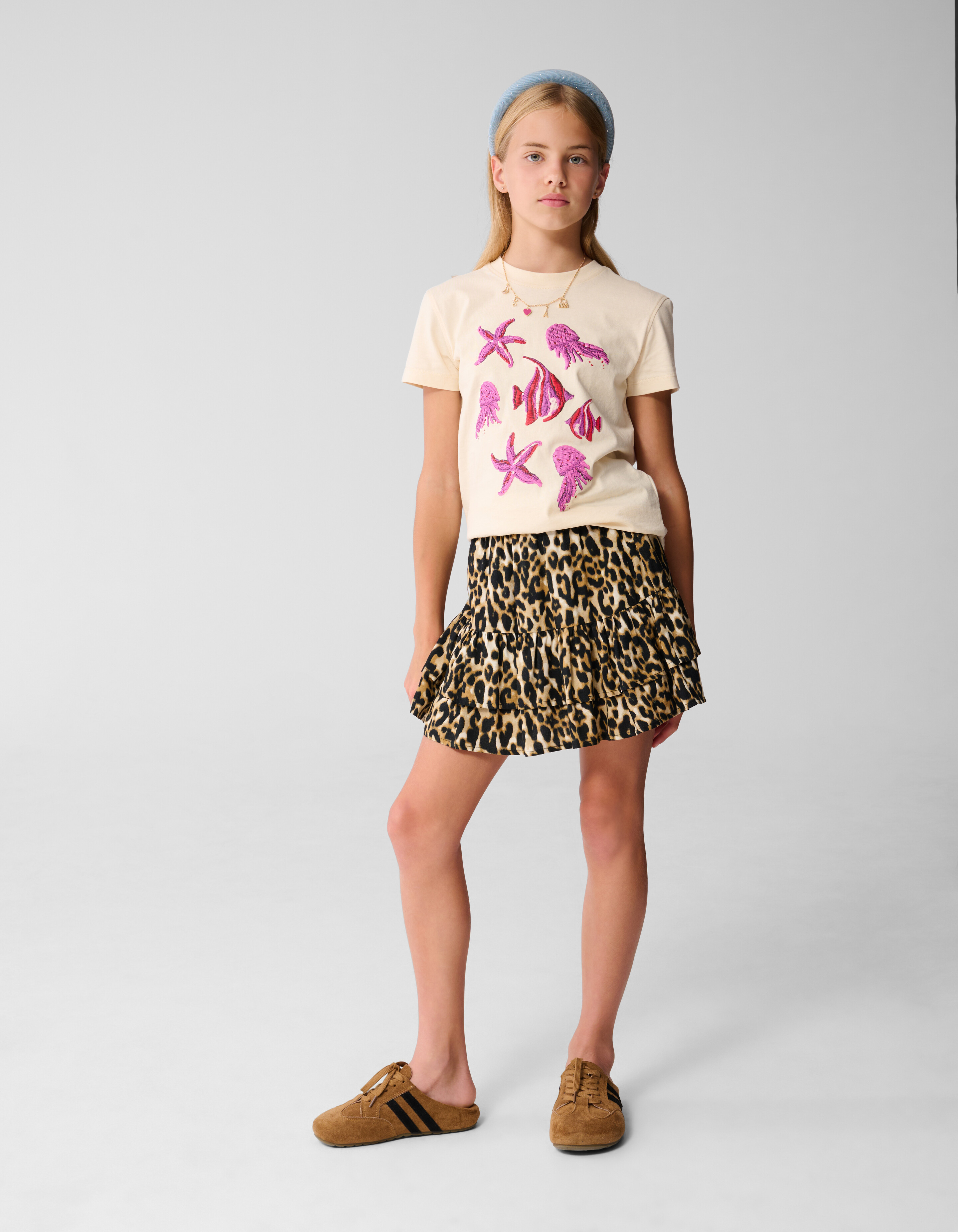 Star Leopard Mini Rok Lichtbruin SHOEBY GIRLS