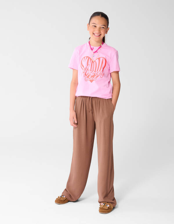Twist Wide Leg Broek Bruin SHOEBY GIRLS