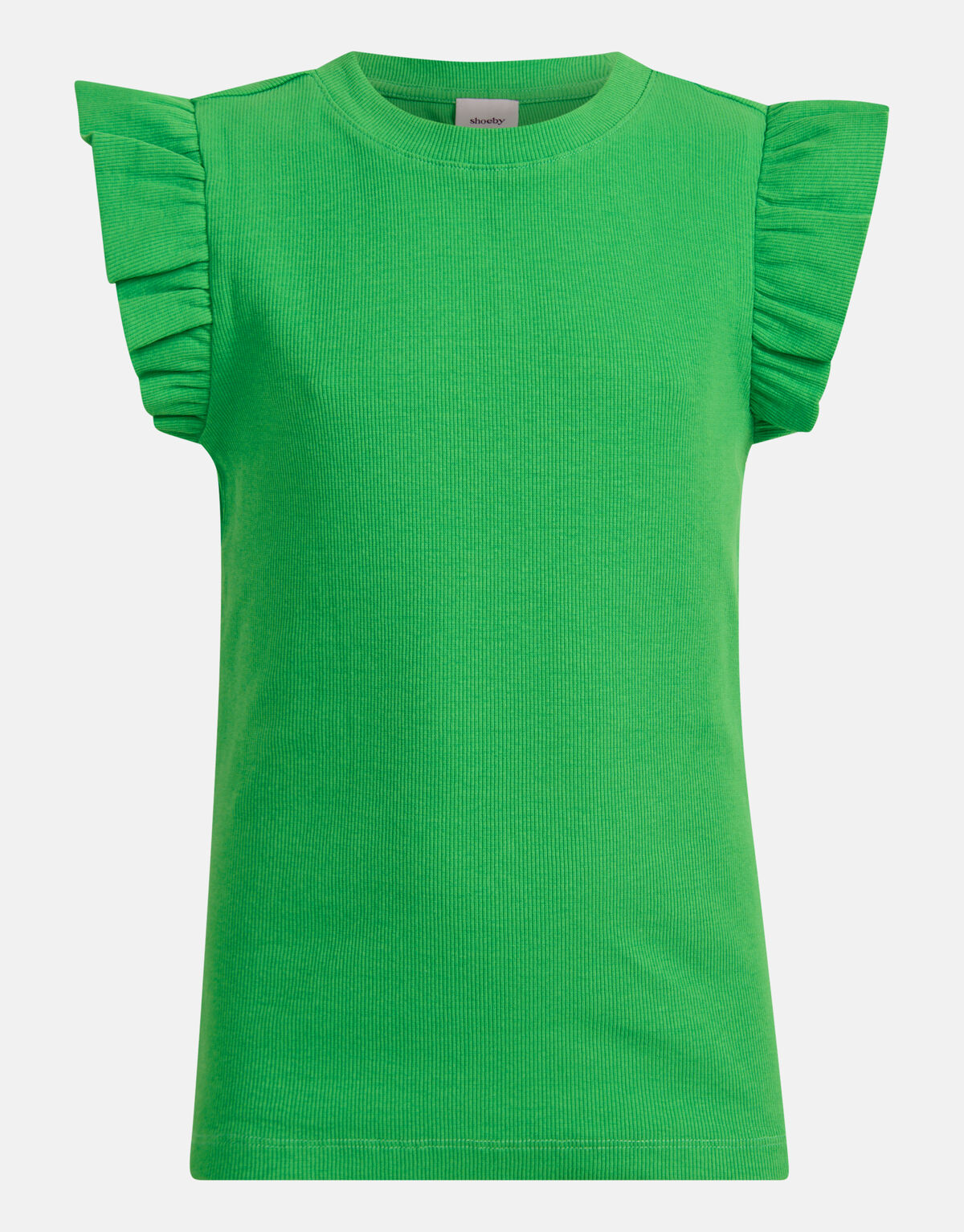 Ruffle Rib Top Groen SHOEBY GIRLS