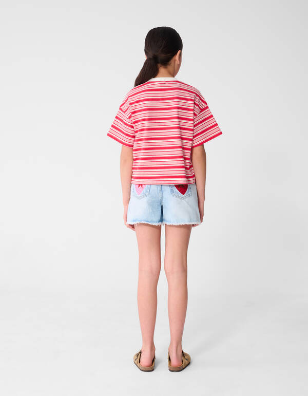 Strawberry Embroidery Short Blauw JILL&MITCH