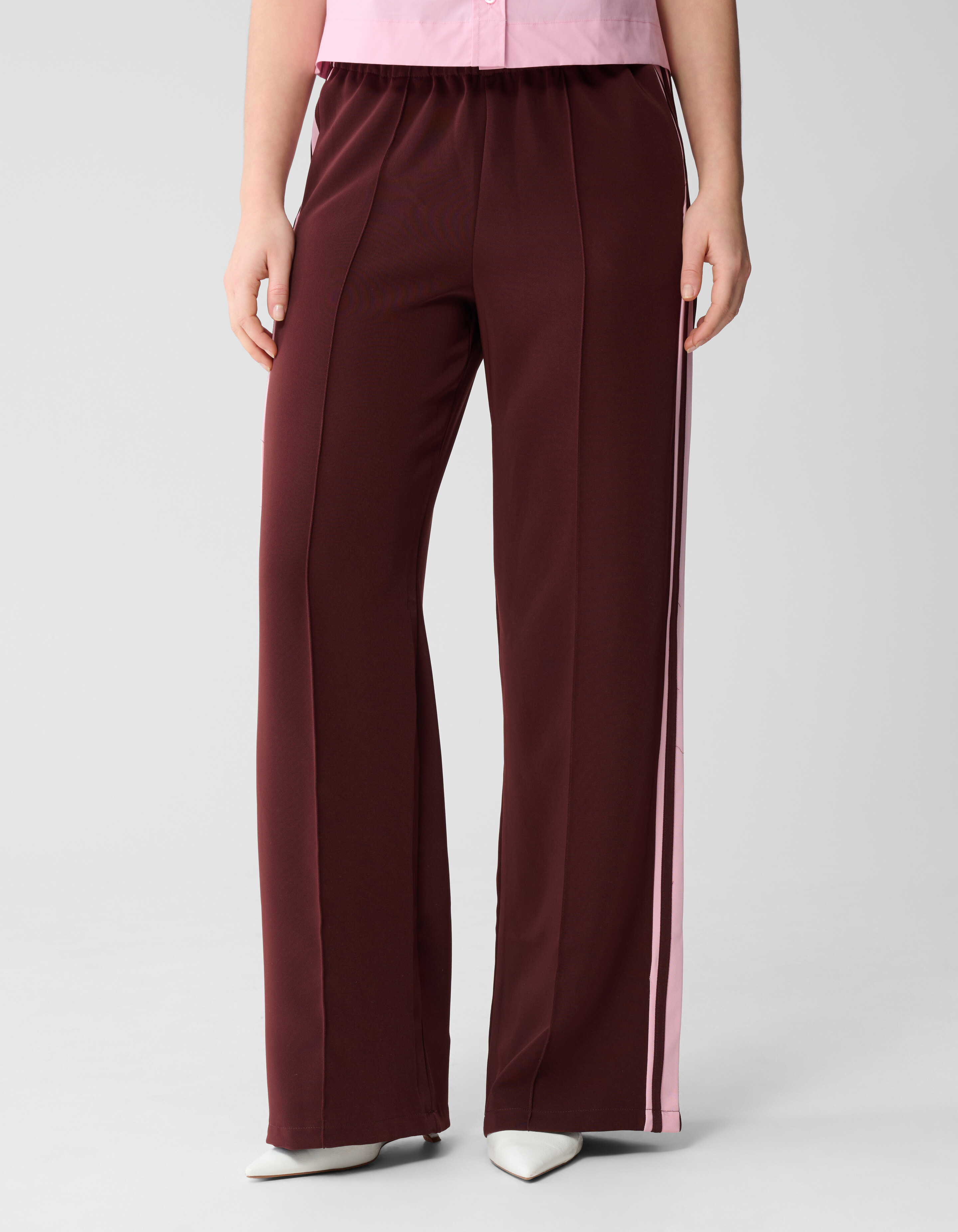 Sporty Wide Leg Broek Donkerrood SHOEBY WOMEN