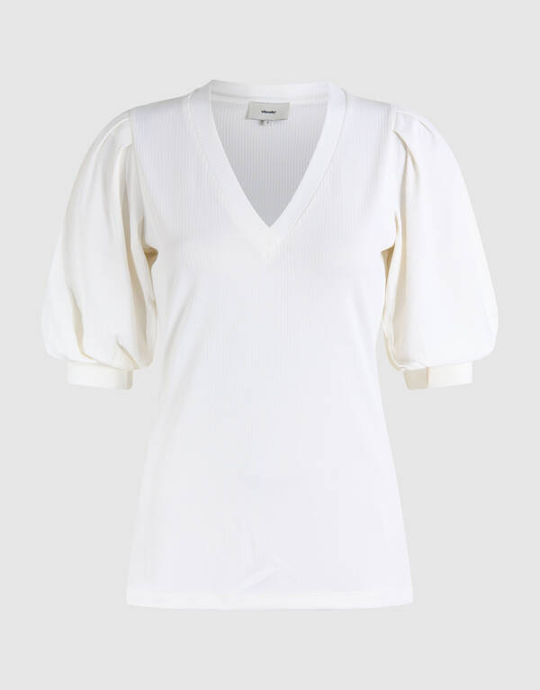 Rib Jersey Top Wit SHOEBY WOMEN