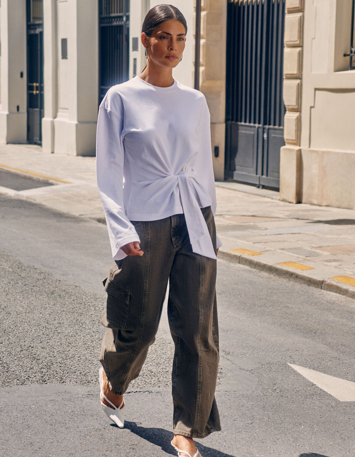 Knotted Longsleeve T-shirt Wit SHOEBY WOMEN