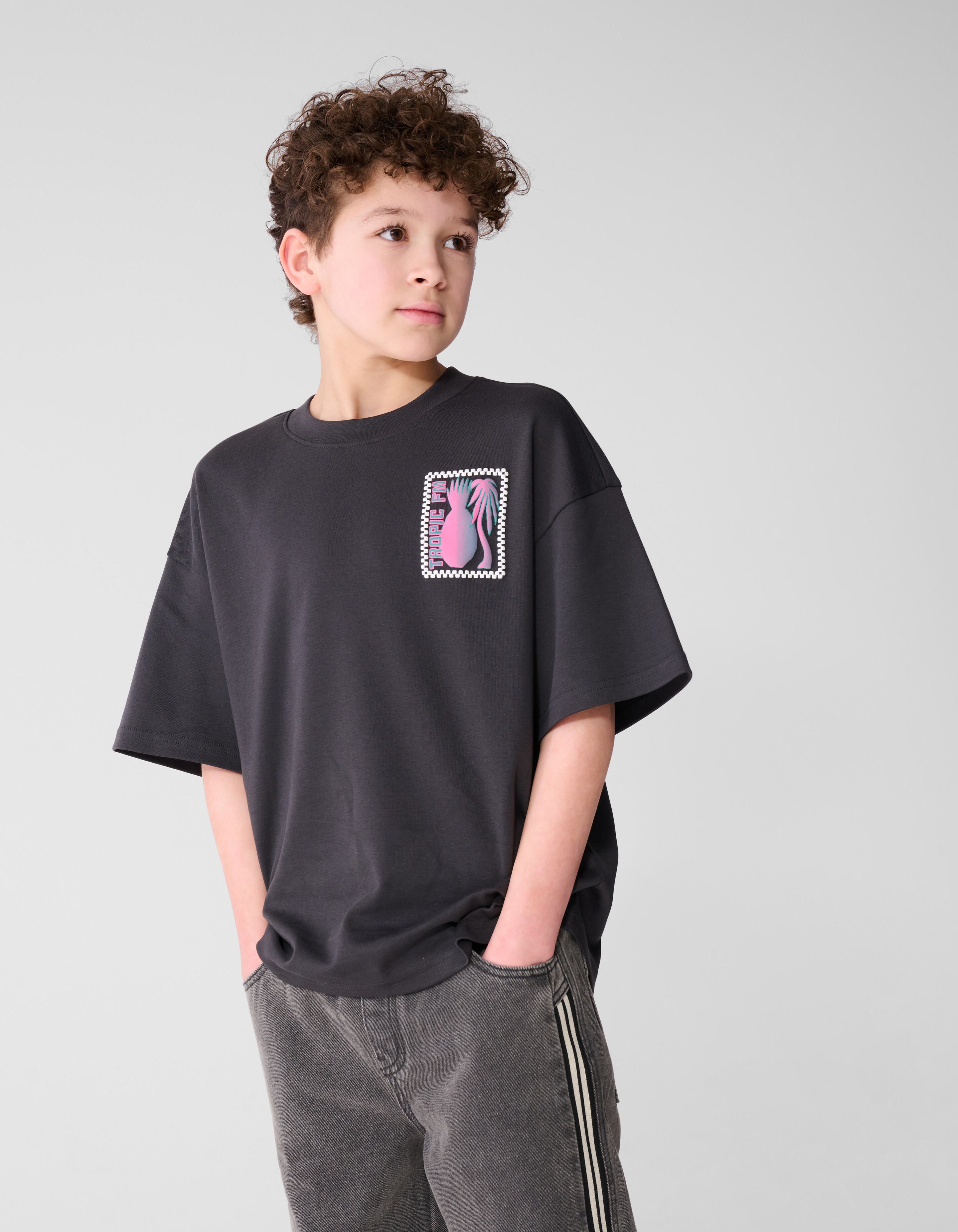 Tropic Artwork T-shirt Donkergrijs SHOEBY BOYS