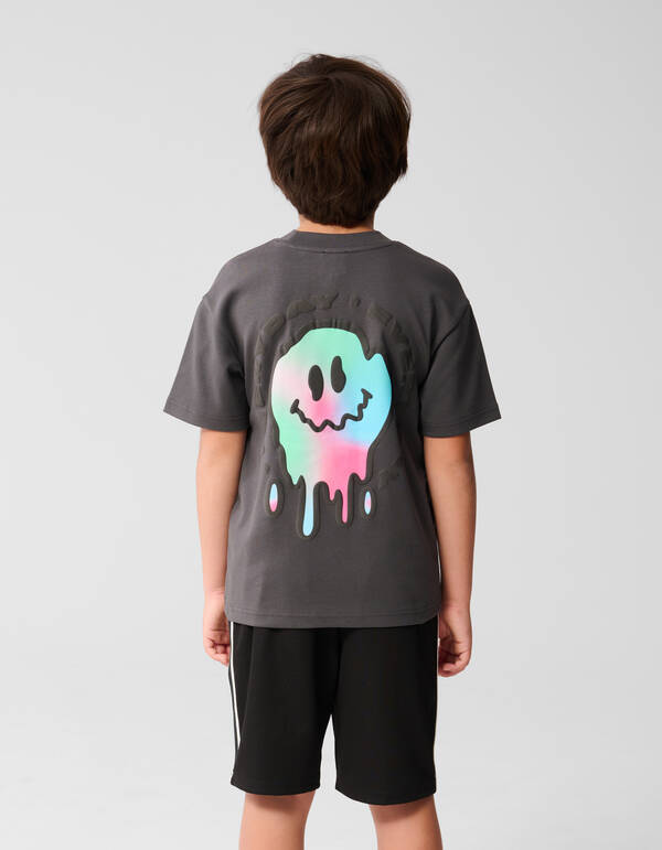 Color Smiley T-shirt Donkergrijs SHOEBY BOYS