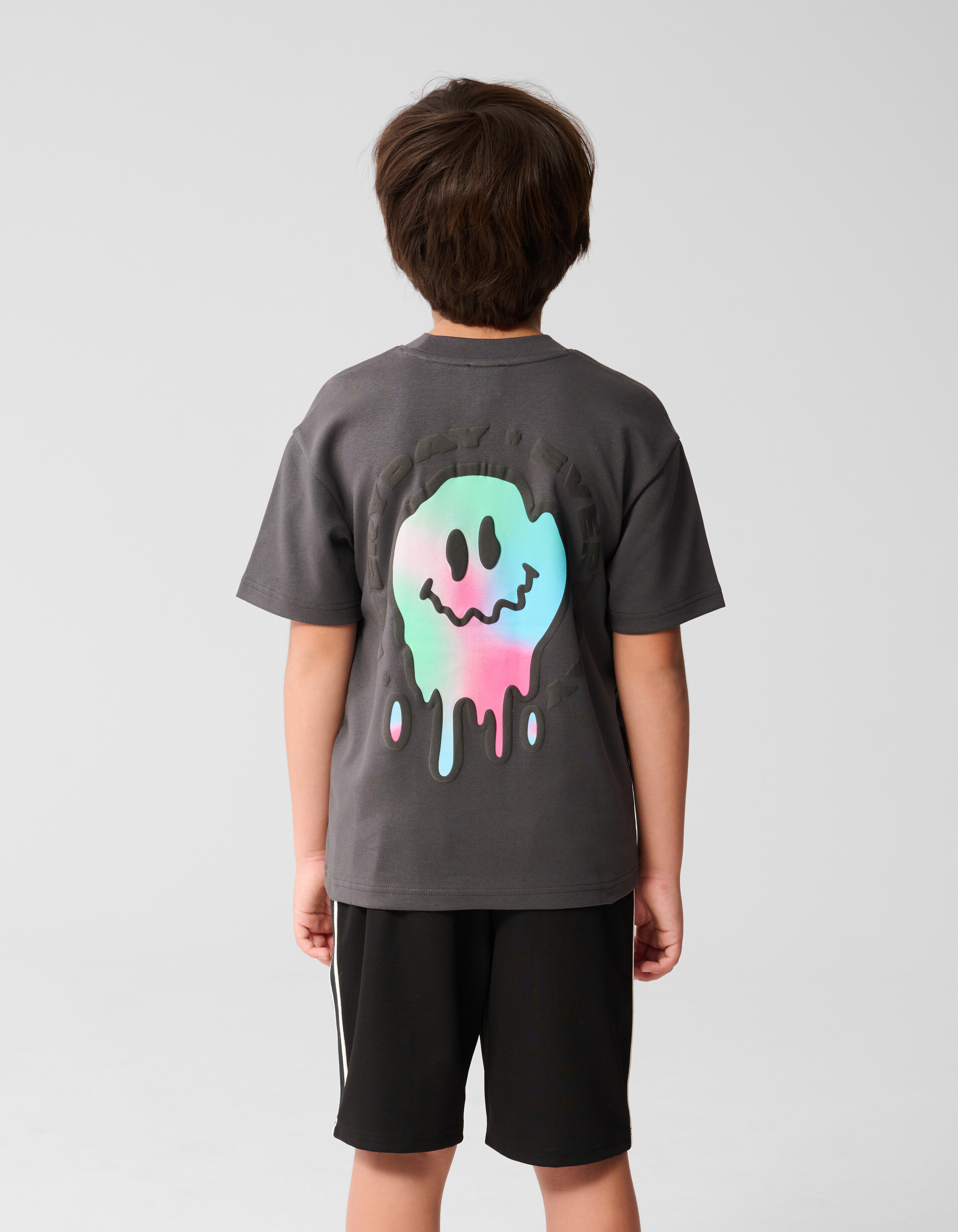 Color Smiley T-shirt Donkergrijs SHOEBY BOYS