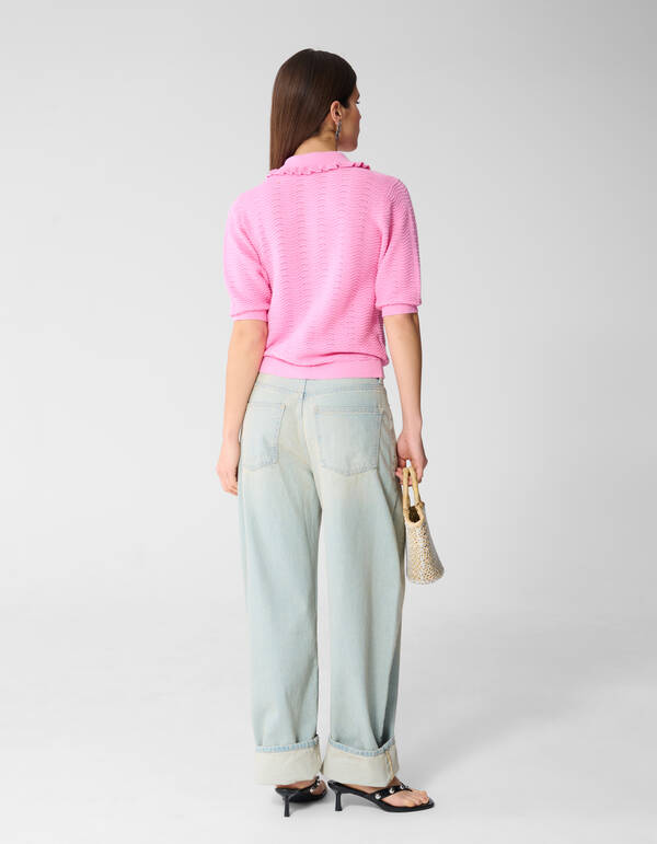 Gebreide Ruffle Polo Roze SHOEBY WOMEN