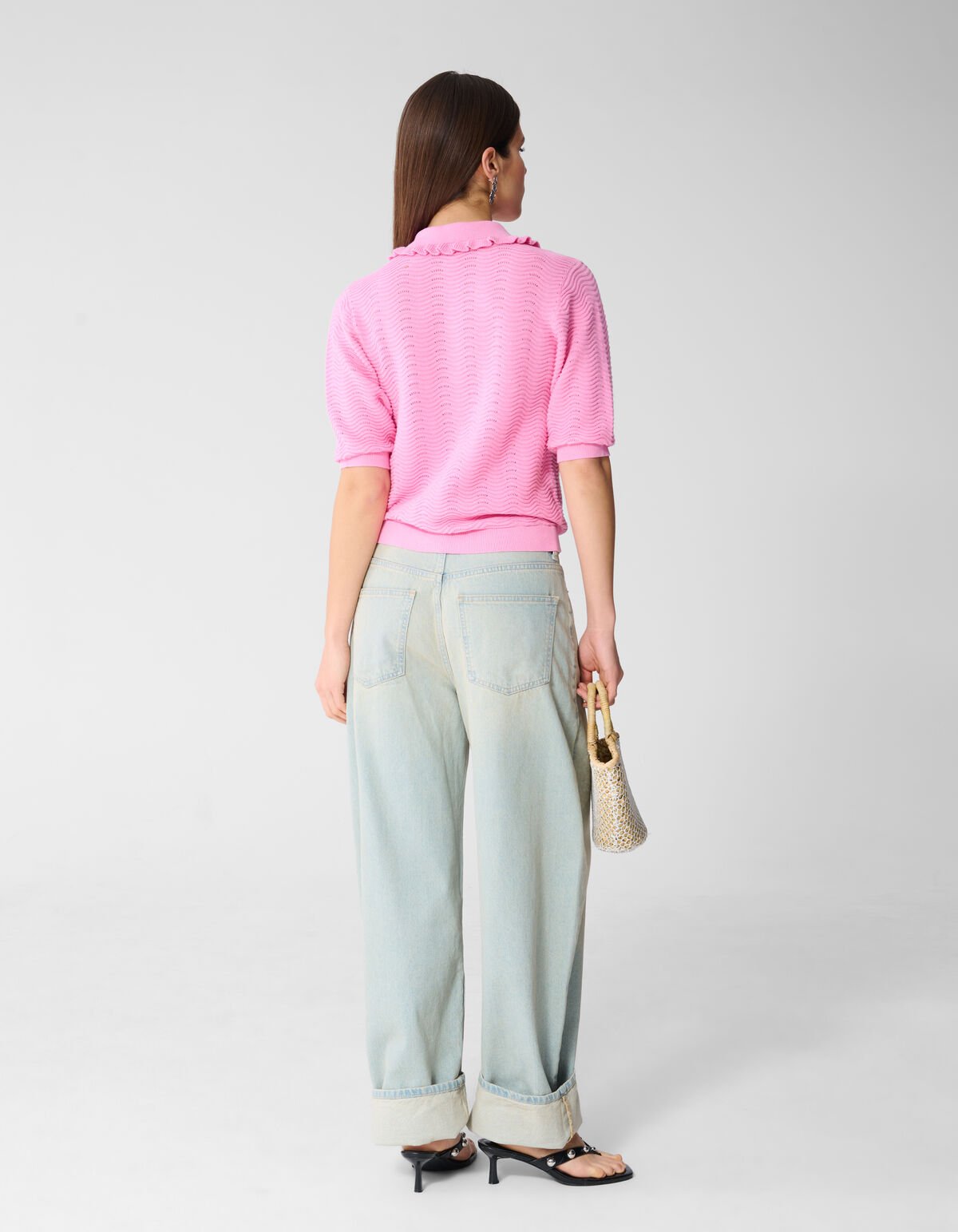 Gebreide Ruffle Polo Roze SHOEBY WOMEN