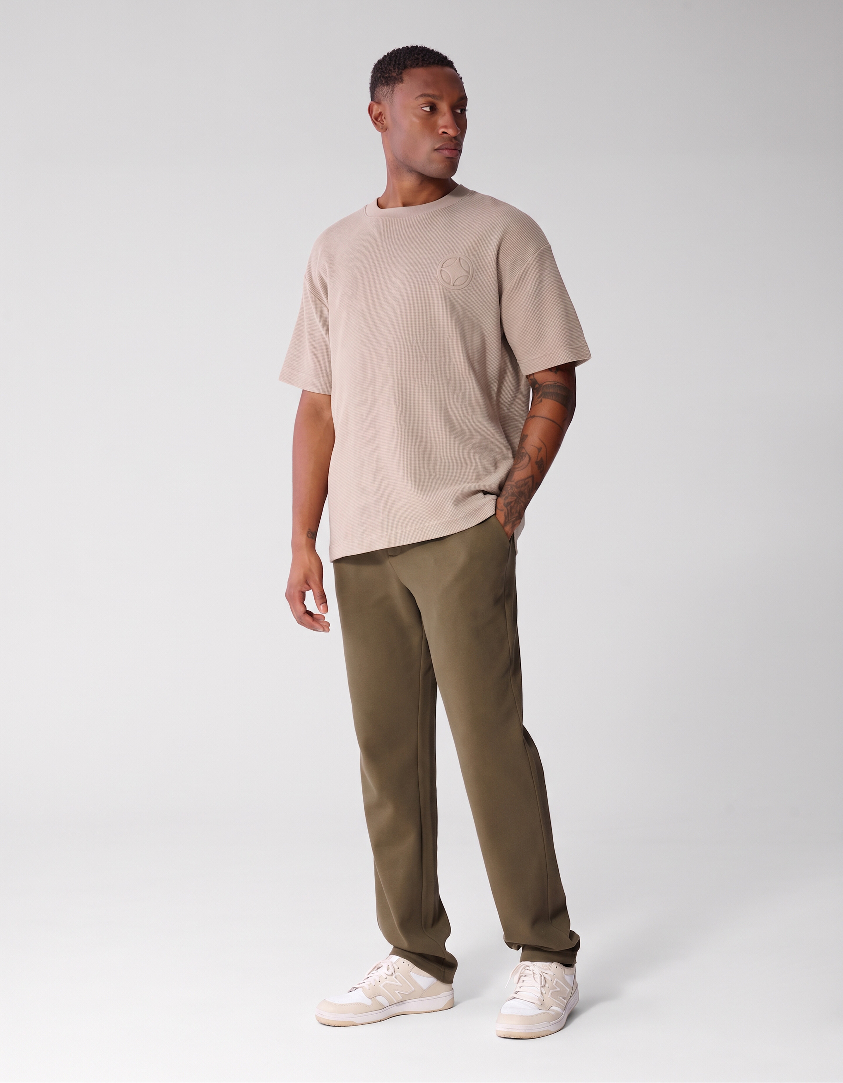 Waffle T-shirt Lichtbruin SHOEBY MEN