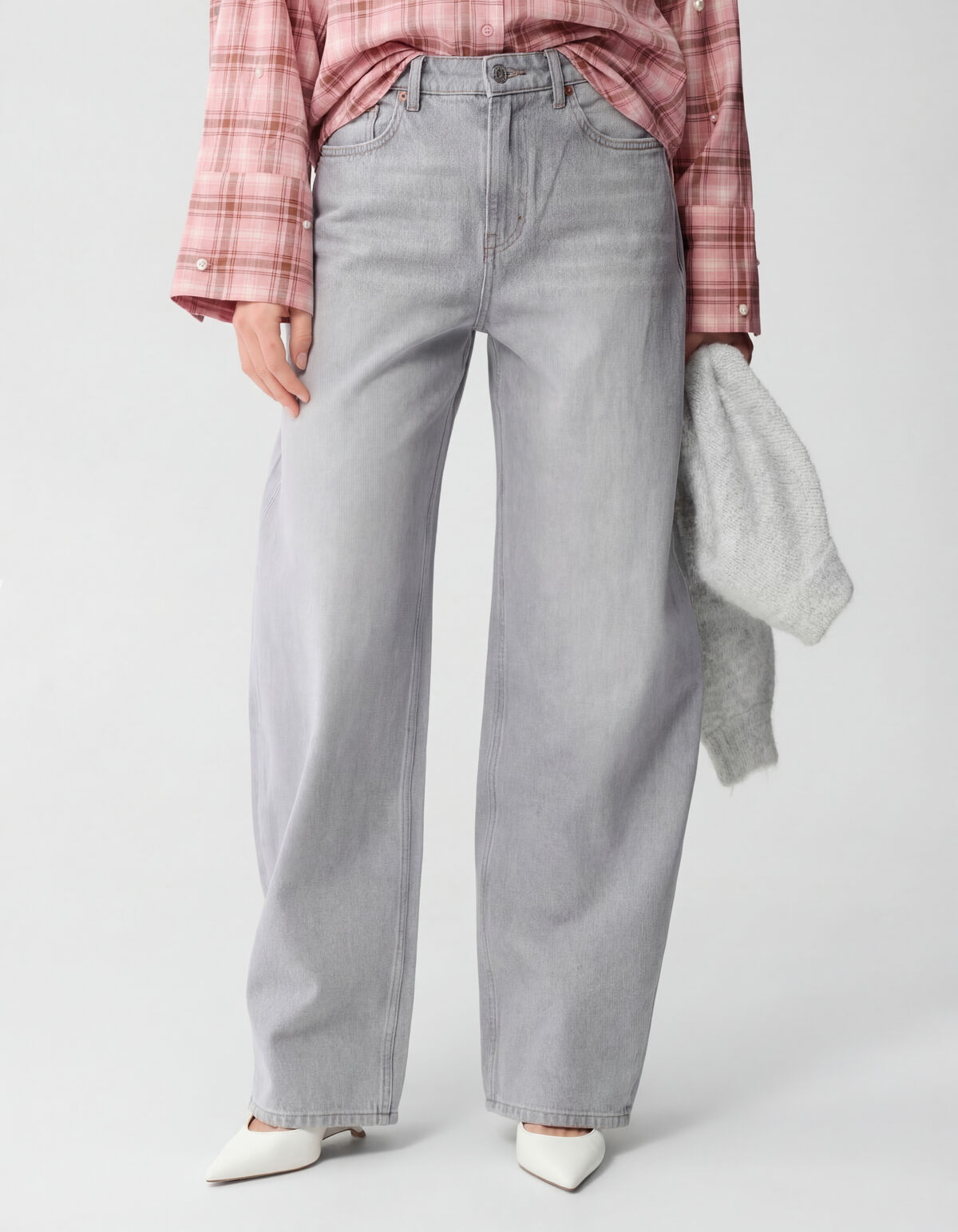 Baggy Fit Jeans Lichtgrijs SHOEBY WOMEN