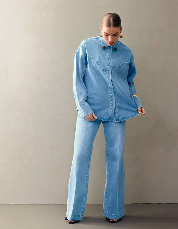 Wide Leg Fit Jeans Mediumstone By Fred SHOEBY WOMEN
