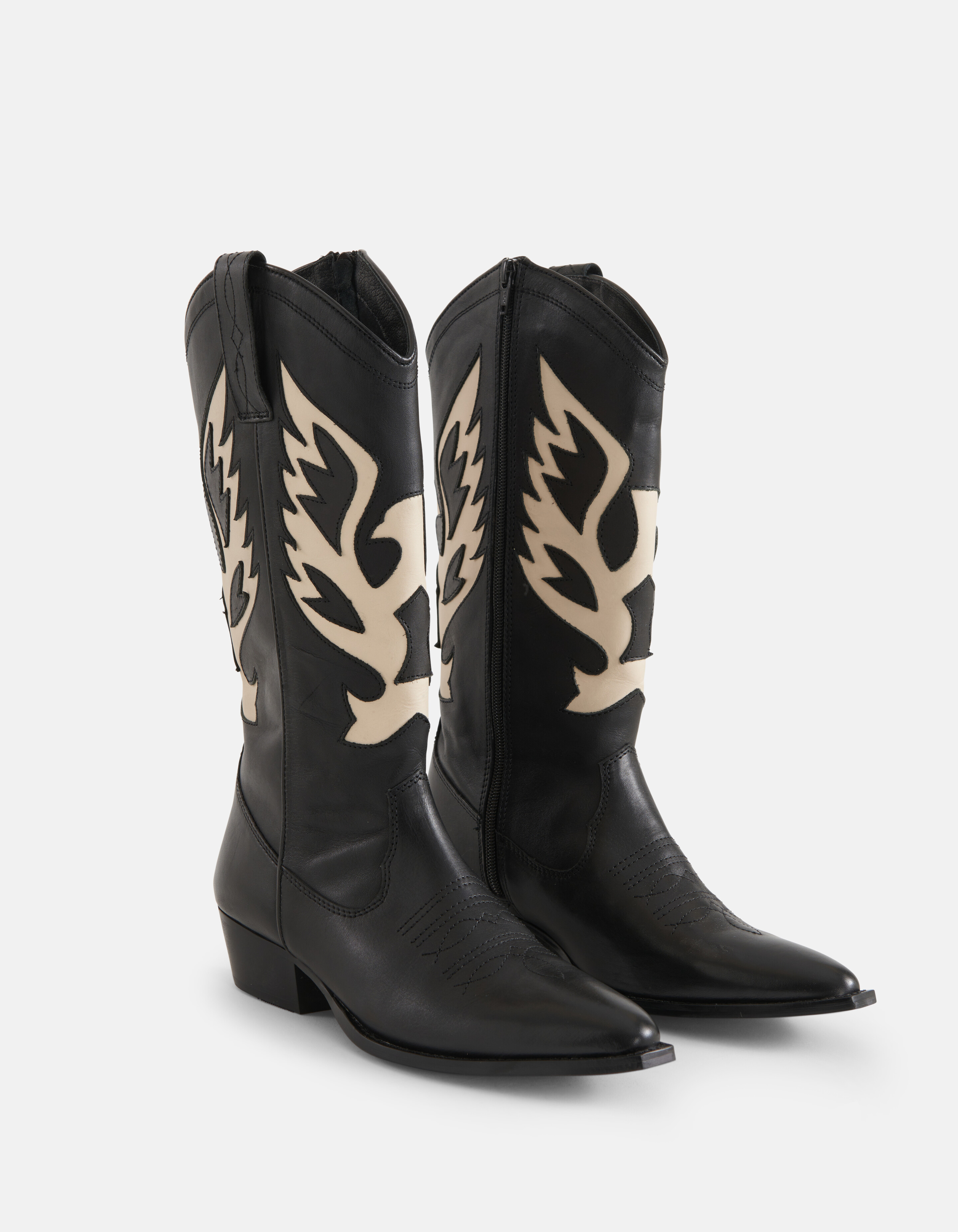 Leren Cowboy Laarzen Zwart/Wit SHOEBY SHOES
