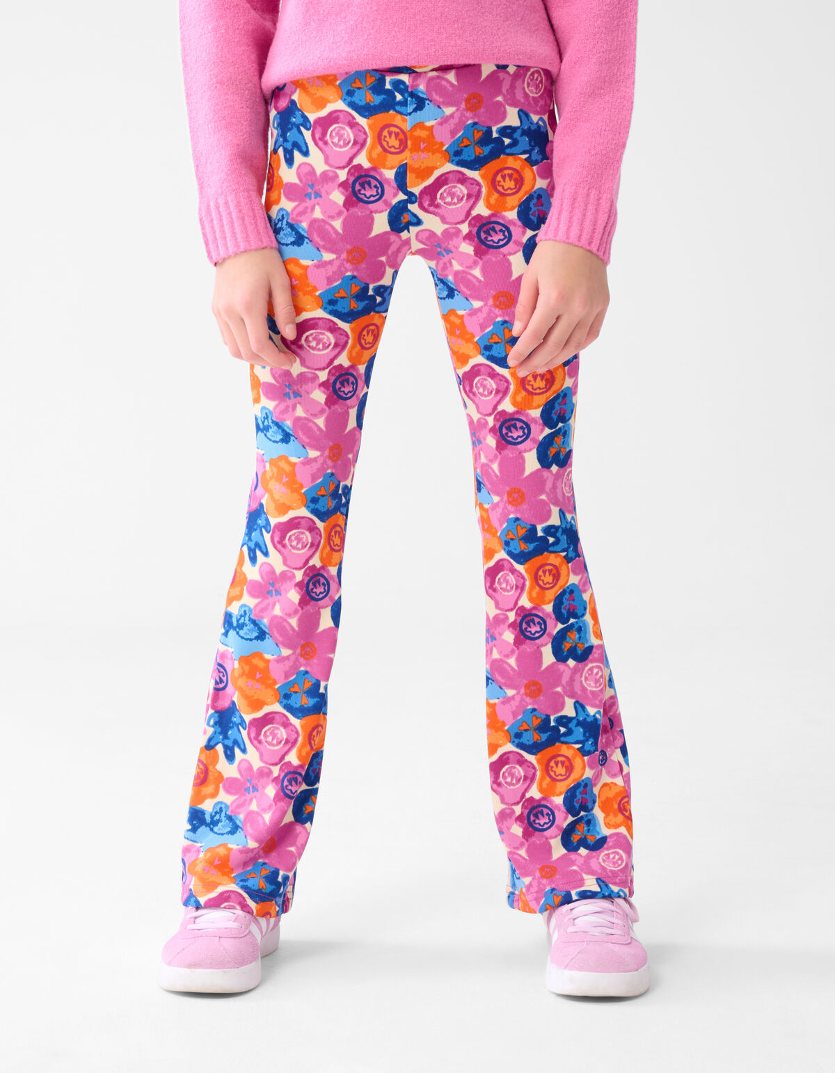 Printed Rib Flared Legging Roze SHOEBY GIRLS