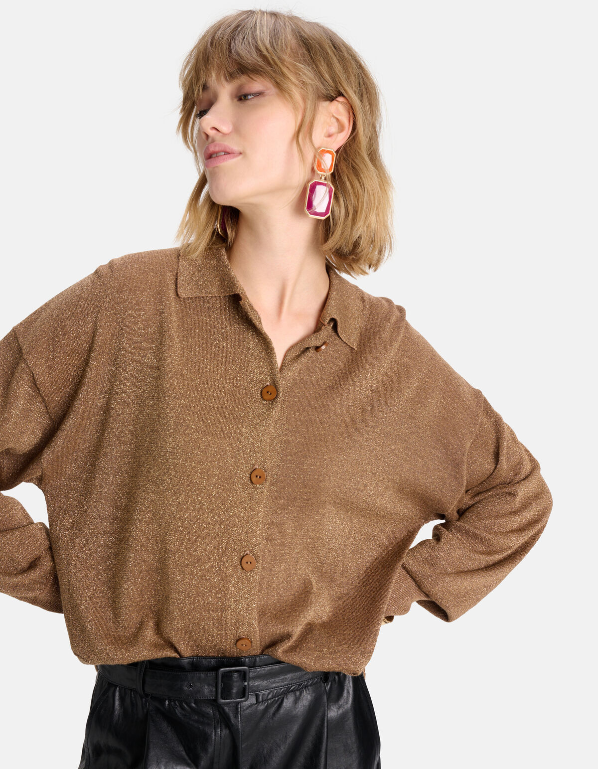 Glitter Blouse Bruin SHOEBY WOMEN
