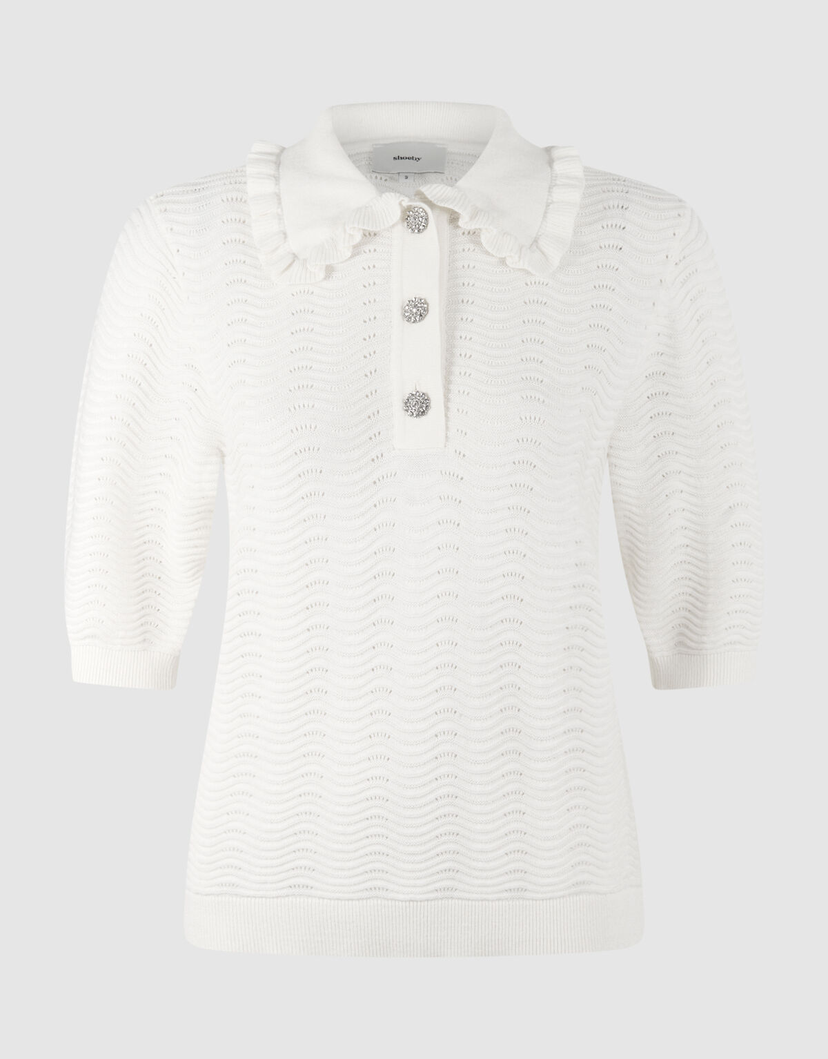 Gebreid Ruffle Polo Gebroken Wit SHOEBY WOMEN