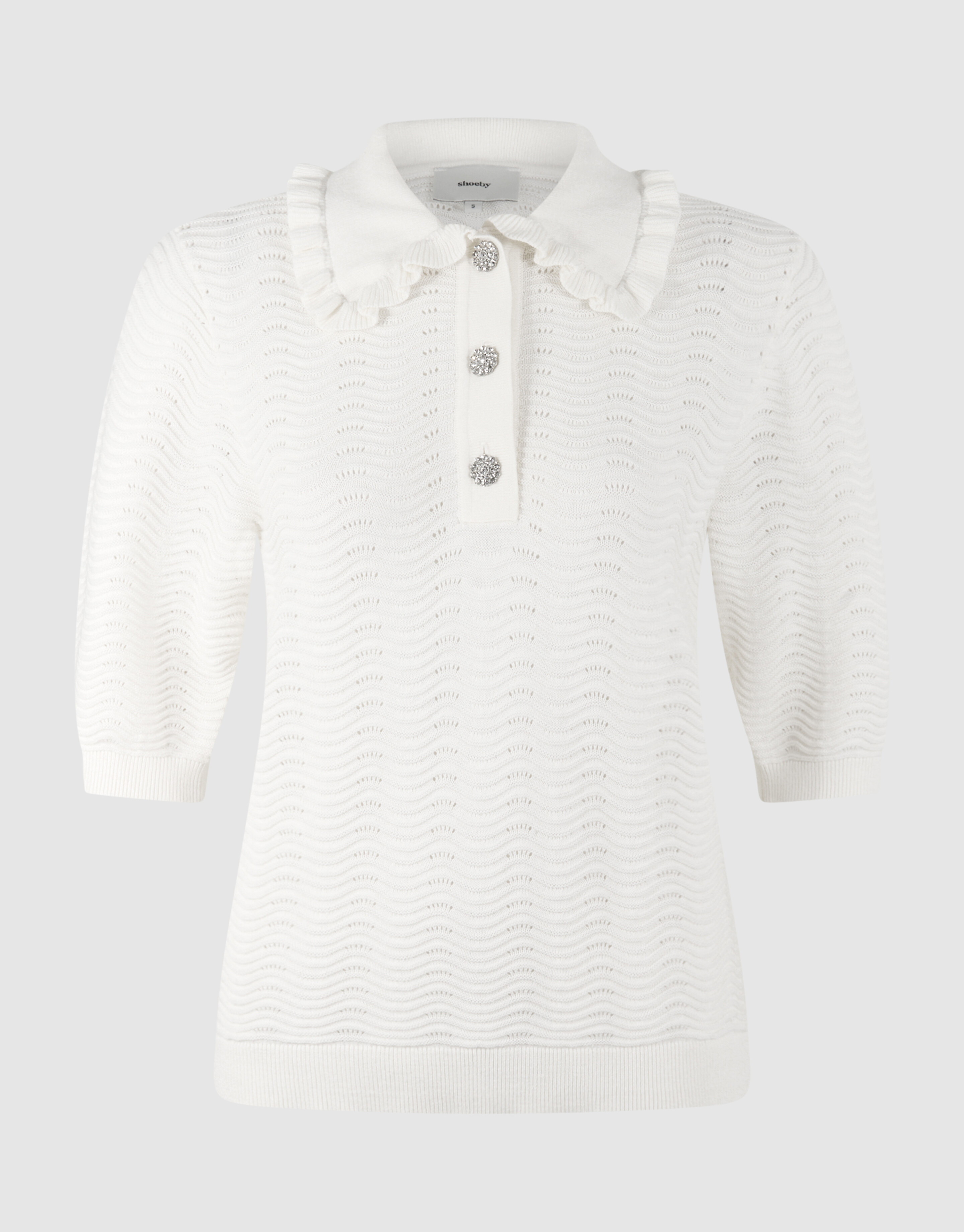 Gebreid Ruffle Polo Gebroken Wit SHOEBY WOMEN