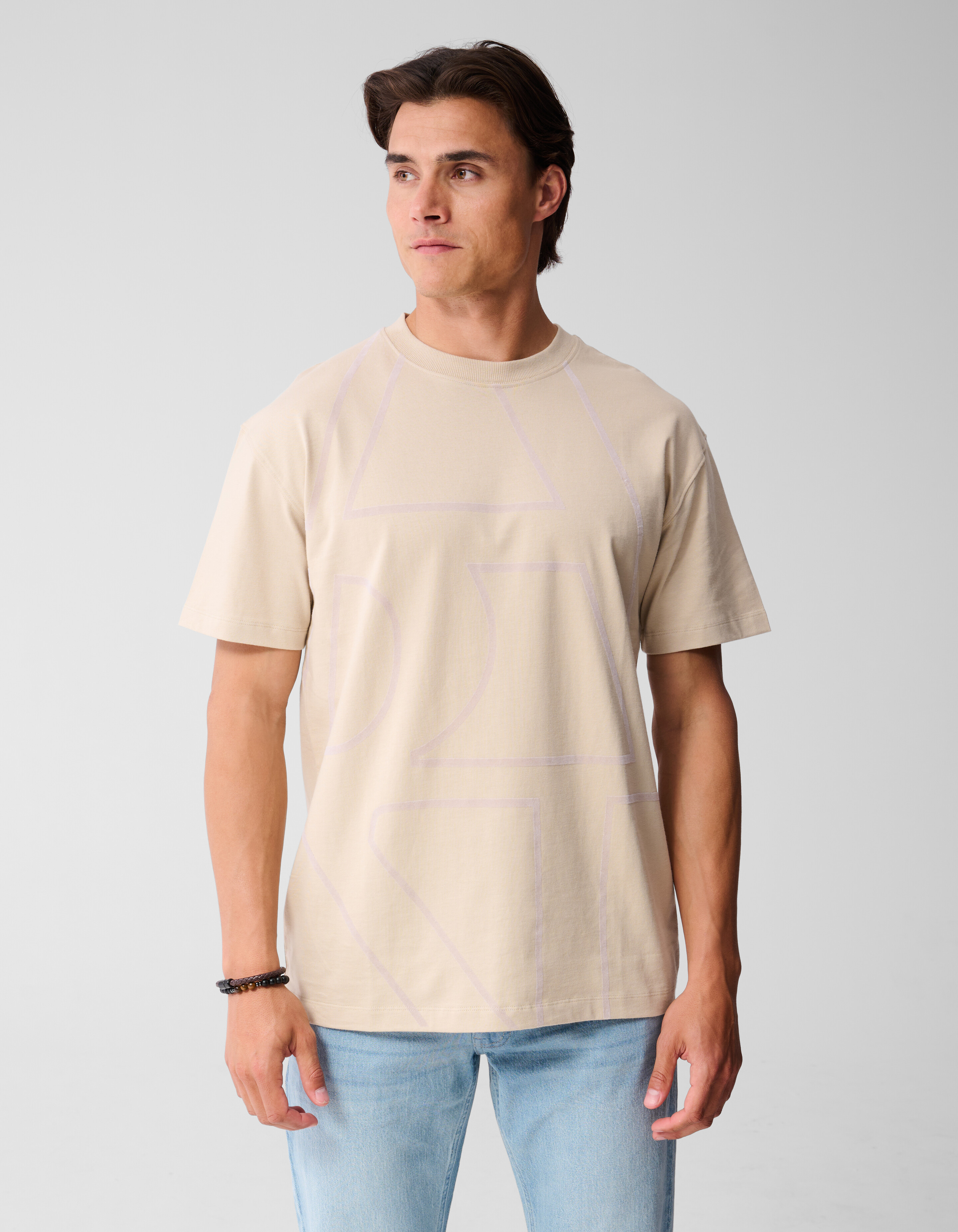 Flock Line Artwork T-shirt Zand SHOEBY MEN