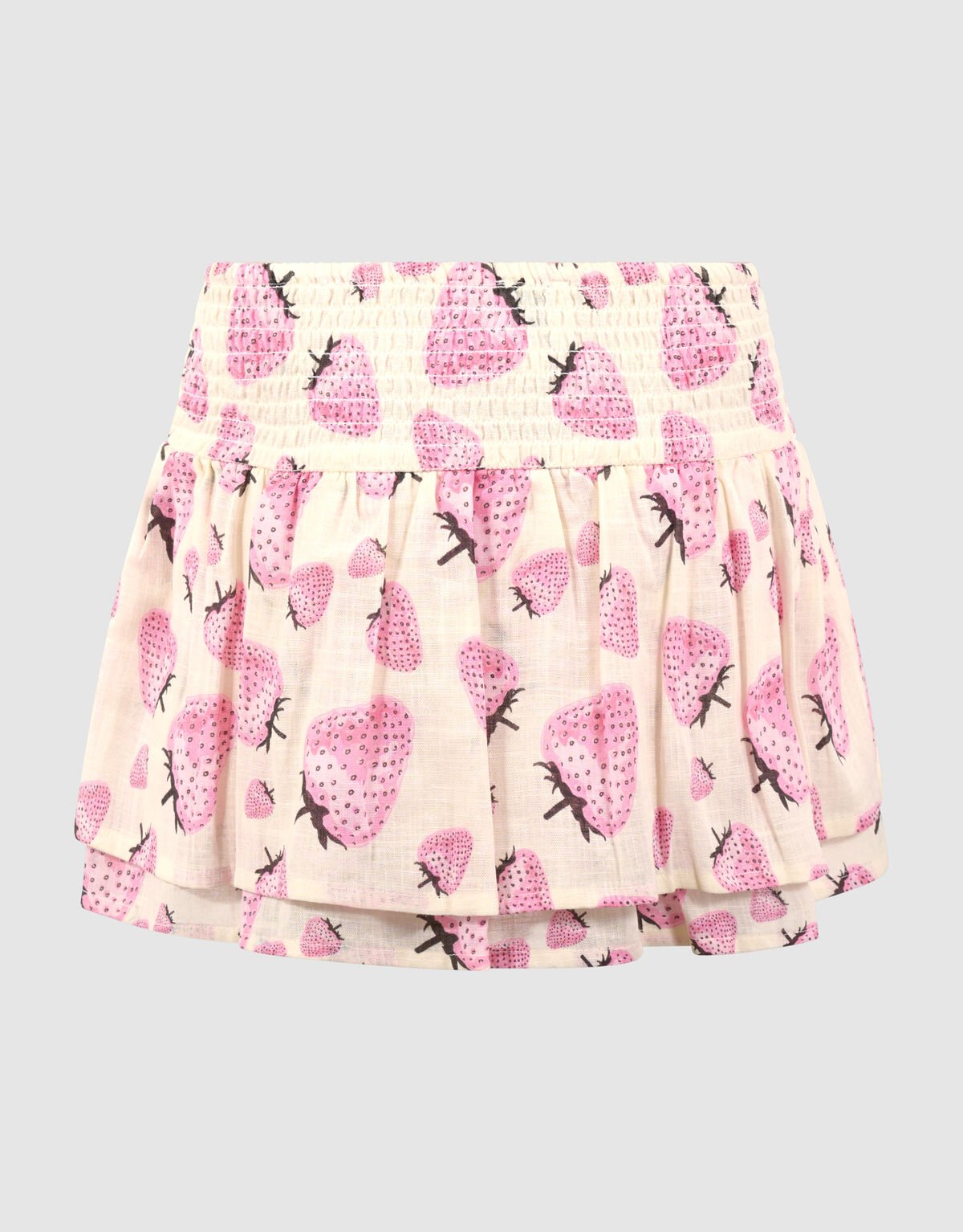 Strawberry Print Mini Rok Gebroken Wit SHOEBY GIRLS
