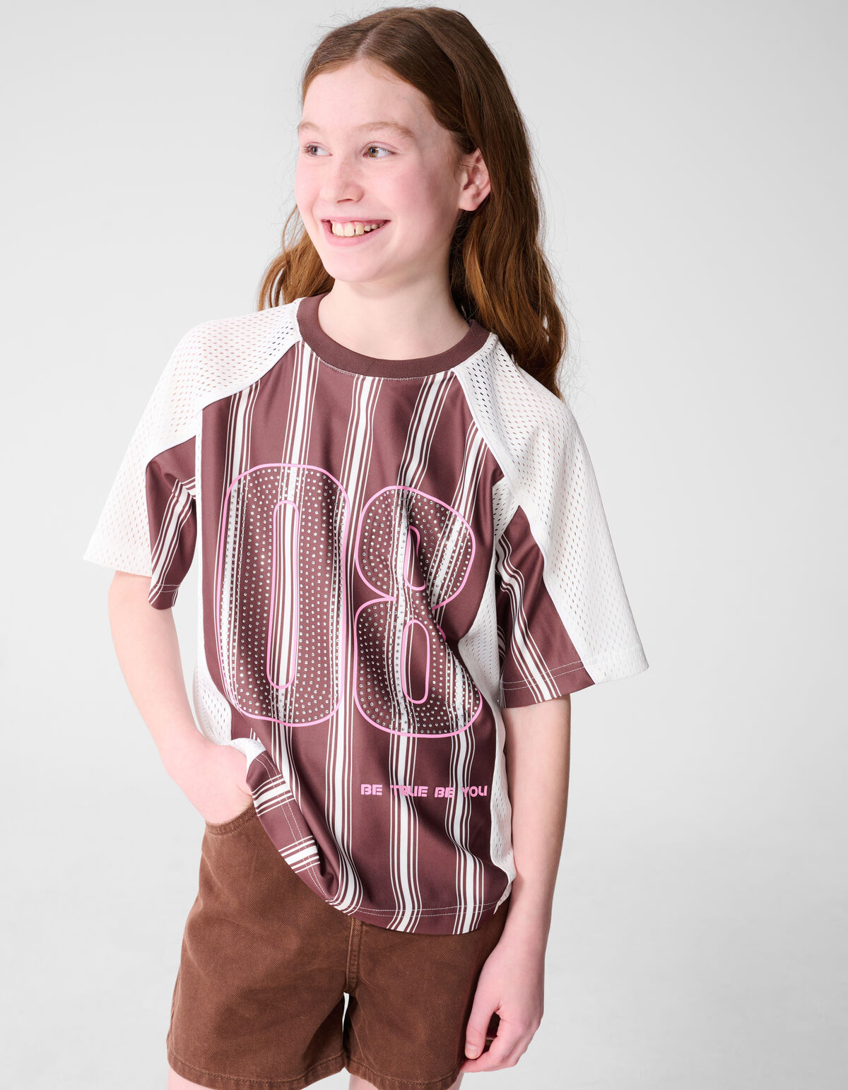 Strass Sporty T-shirt Bruin SHOEBY GIRLS