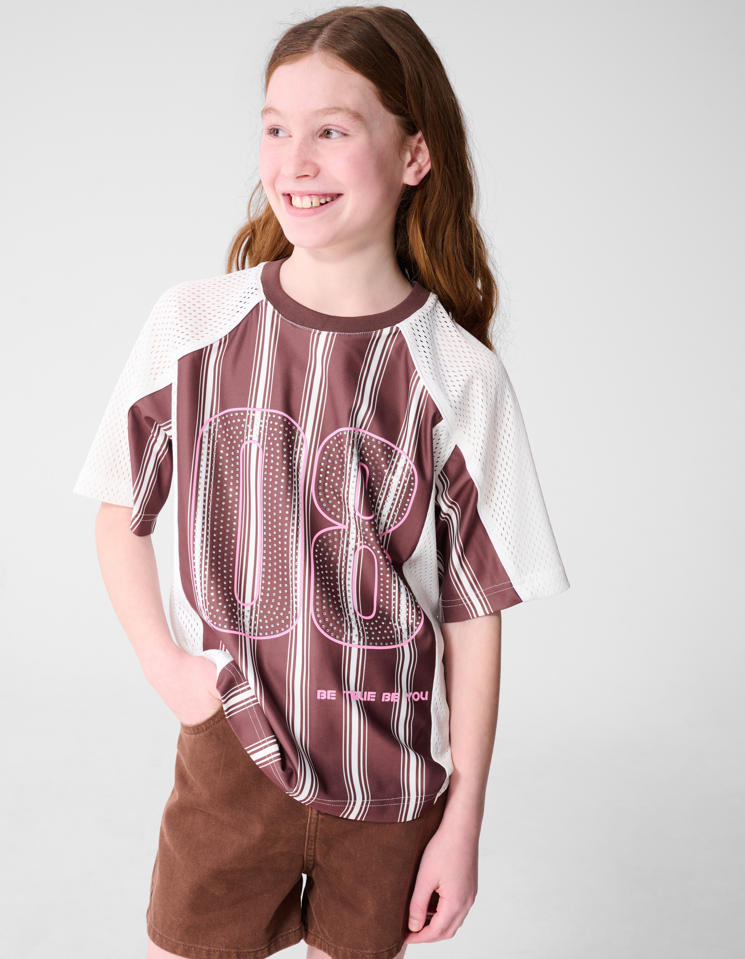 Strass Sporty T-shirt Bruin SHOEBY GIRLS