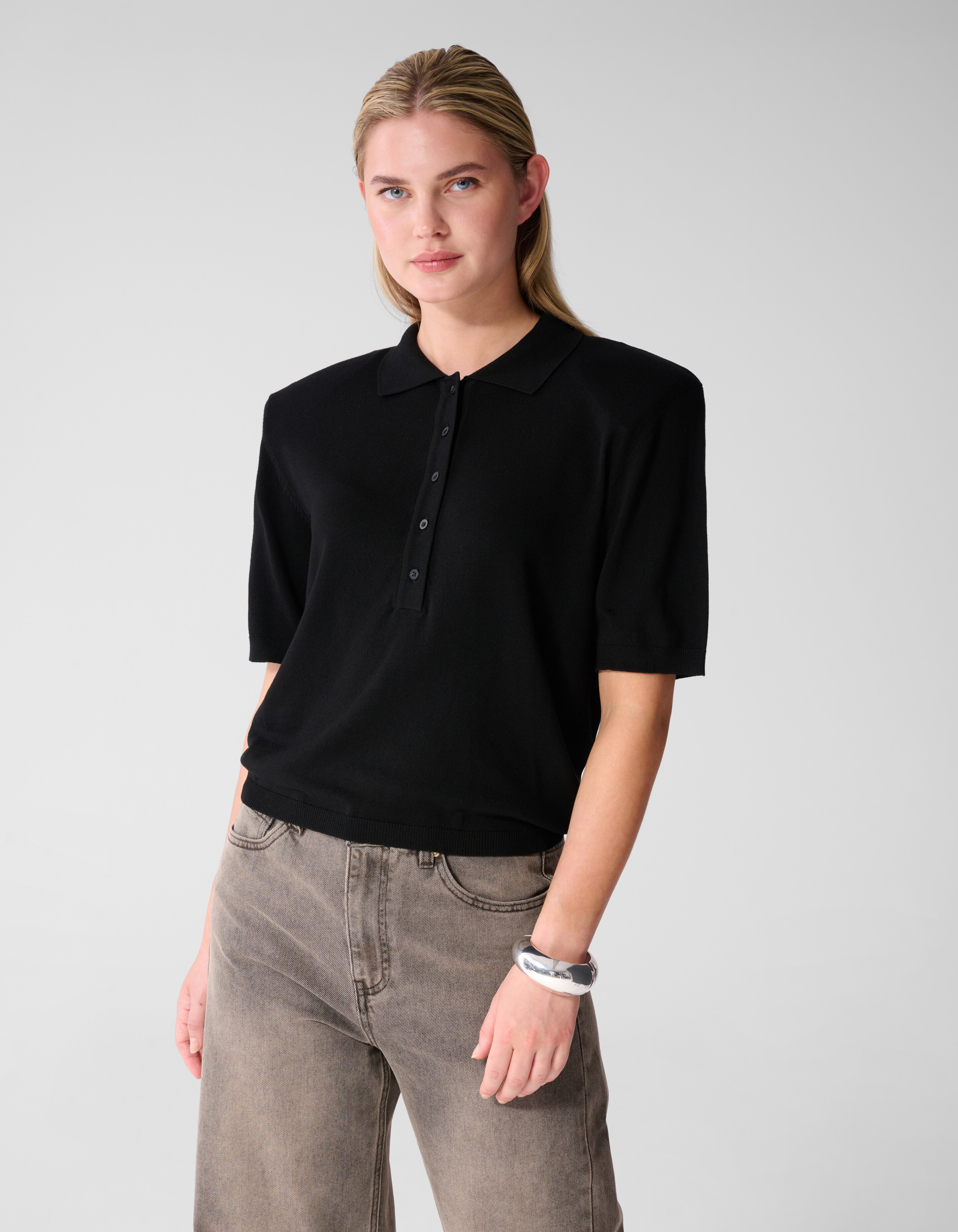 Shortsleeve Gebreide Polo Zwart SHOEBY WOMEN