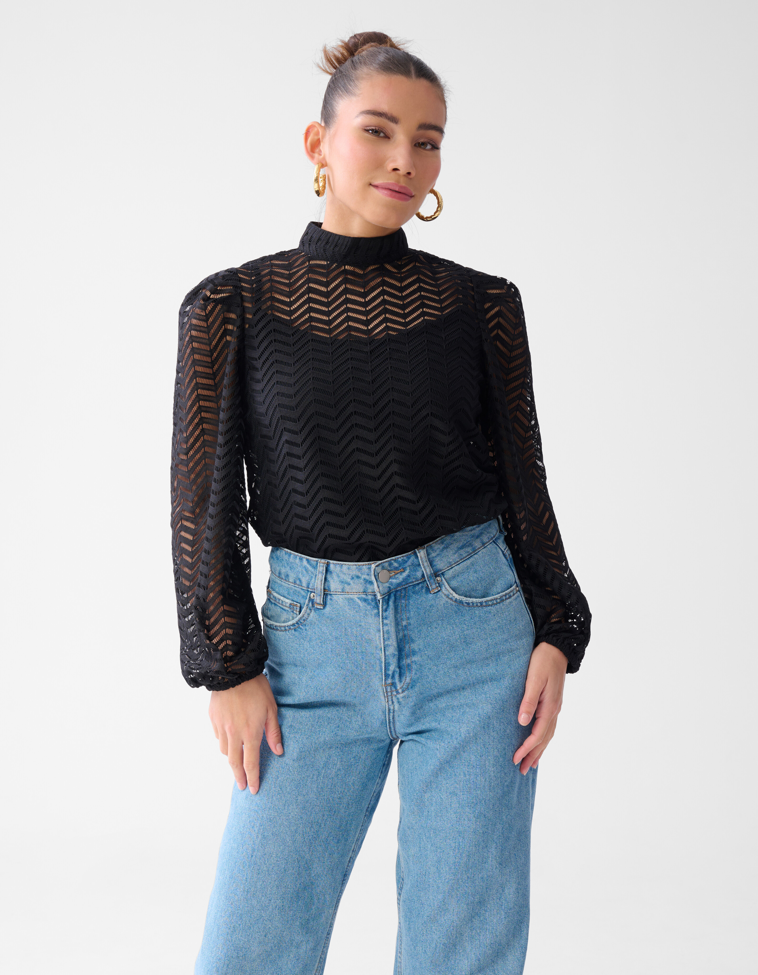 Zigzag Kanten Blouse Zwart SHOEBY WOMEN