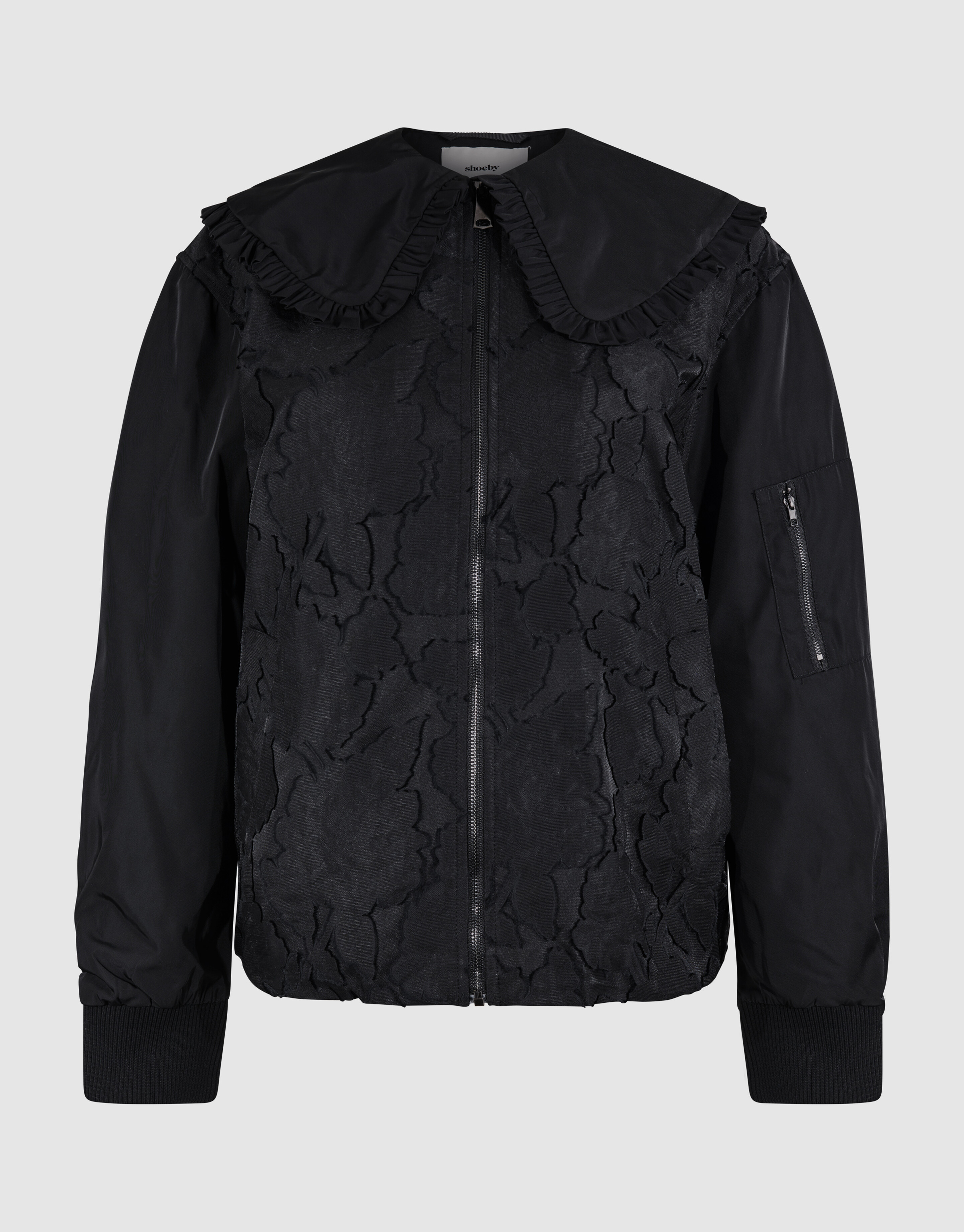 Oversized Big Collar Bomber Zwart SHOEBY WOMEN