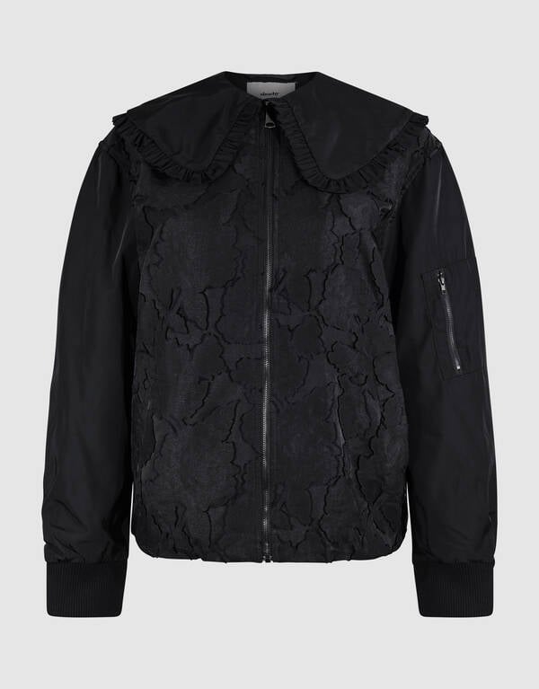 Oversized Big Collar Bomber Zwart SHOEBY WOMEN