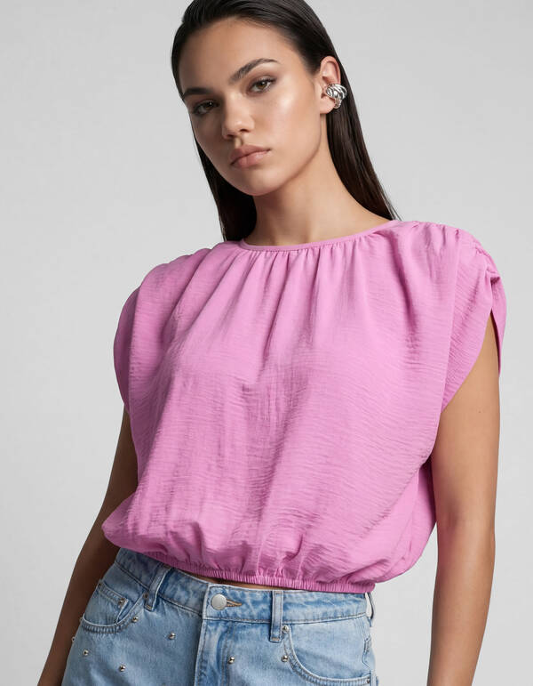 Cropped Twist Top Roze SHOEBY WOMEN