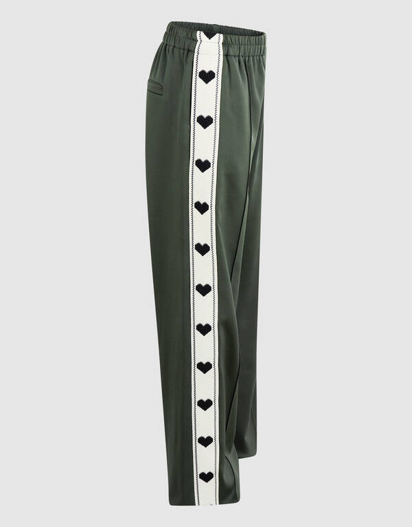 Sporty Heart Wide Leg Fit Broek Donkergroen SHOEBY GIRLS