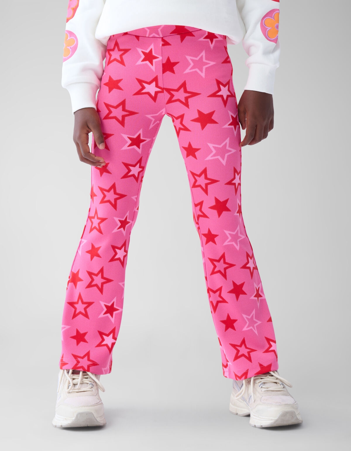 Printed Rib Flared Legging Roze SHOEBY GIRLS
