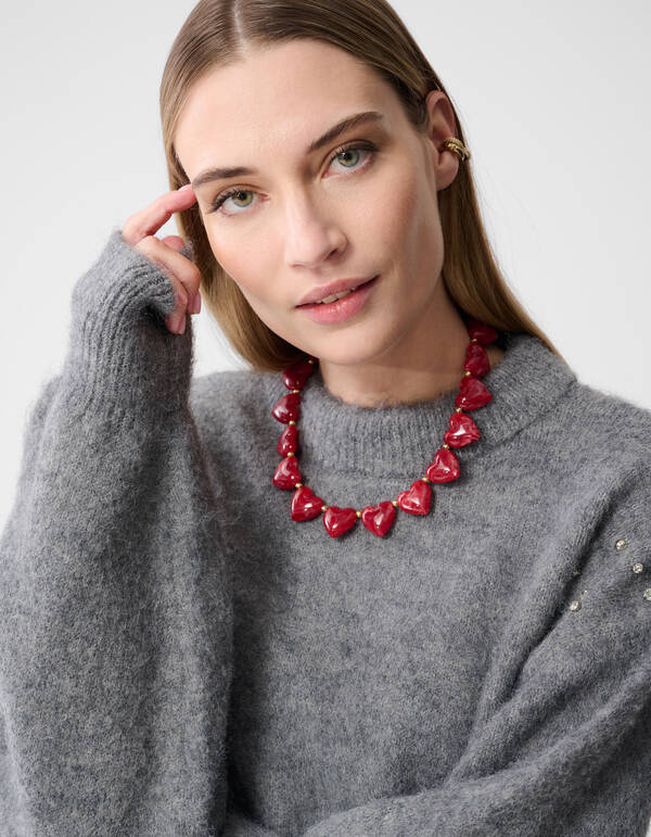 Heart Ketting Donkerrood SHOEBY ACCESSOIRES