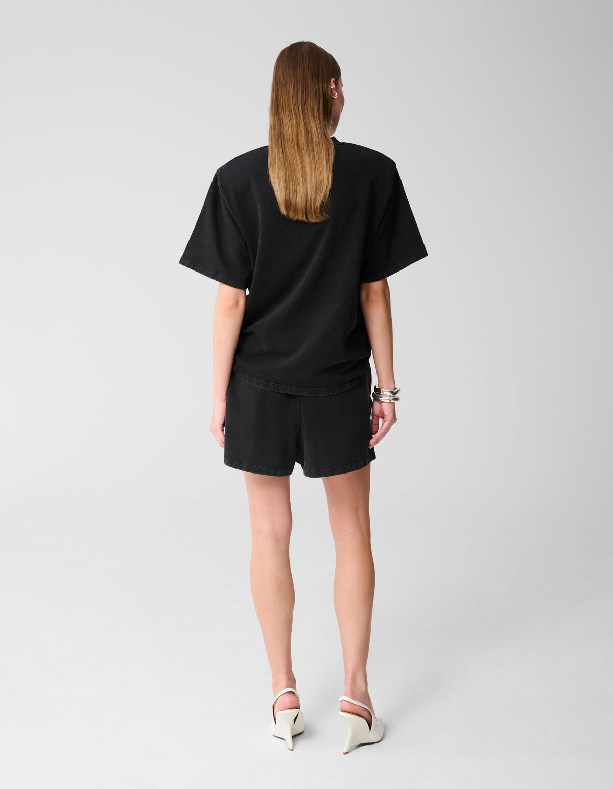 Washed Sweat Short Donkergrijs SHOEBY WOMEN