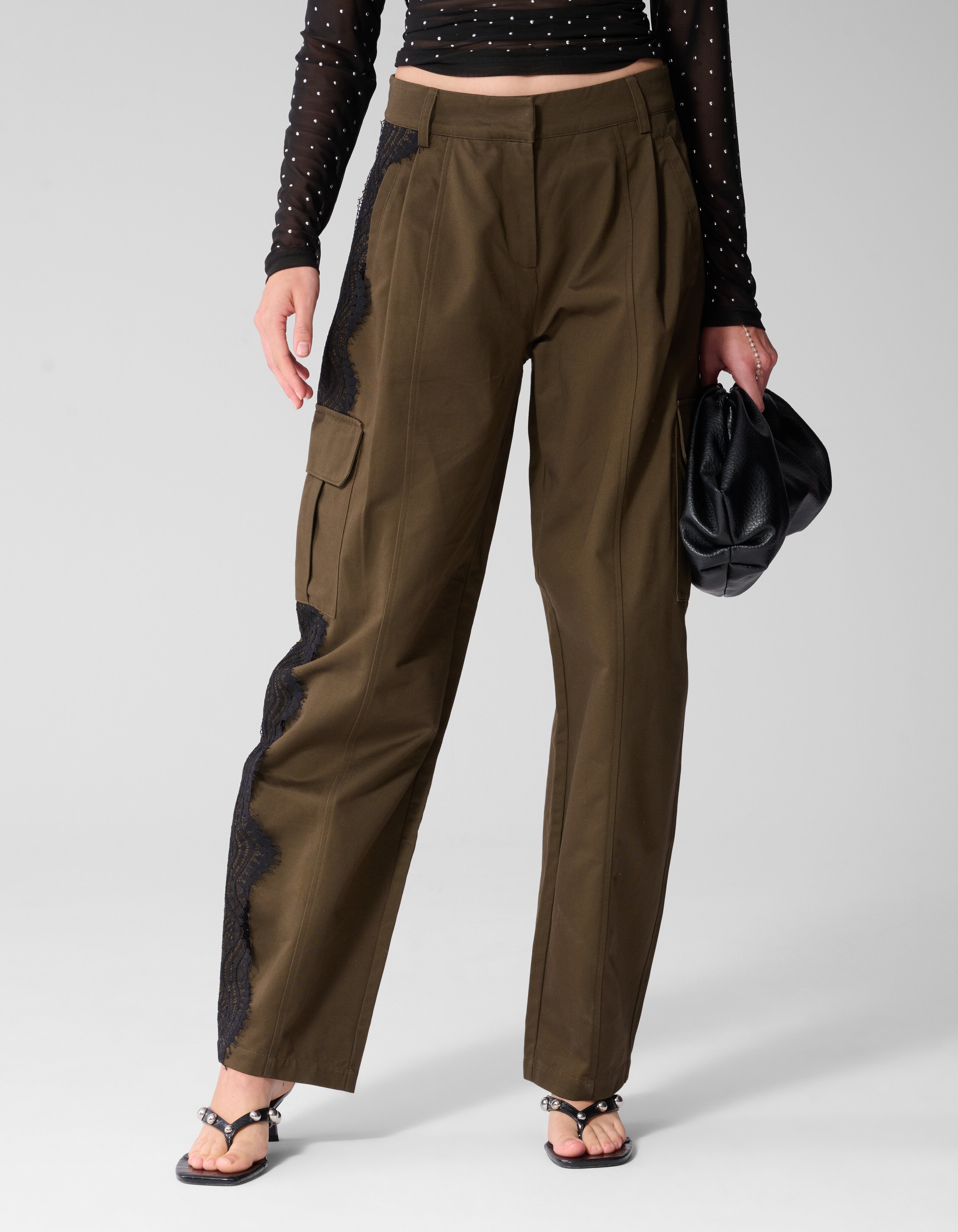 Cargo Lace Broek Donkerbruin SHOEBY WOMEN