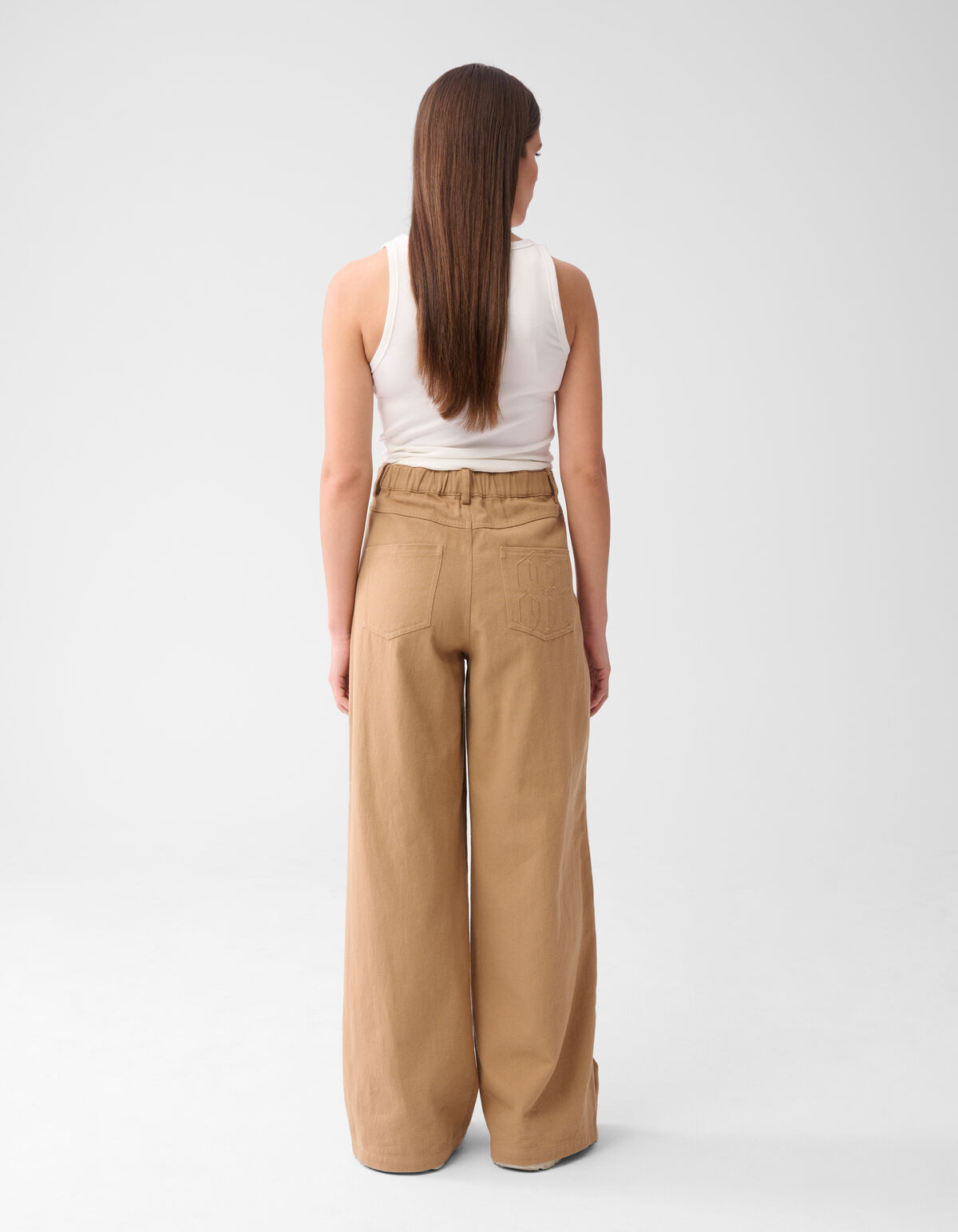 Embroidery Wide Leg Jeans Camel SHOEBY WOMEN