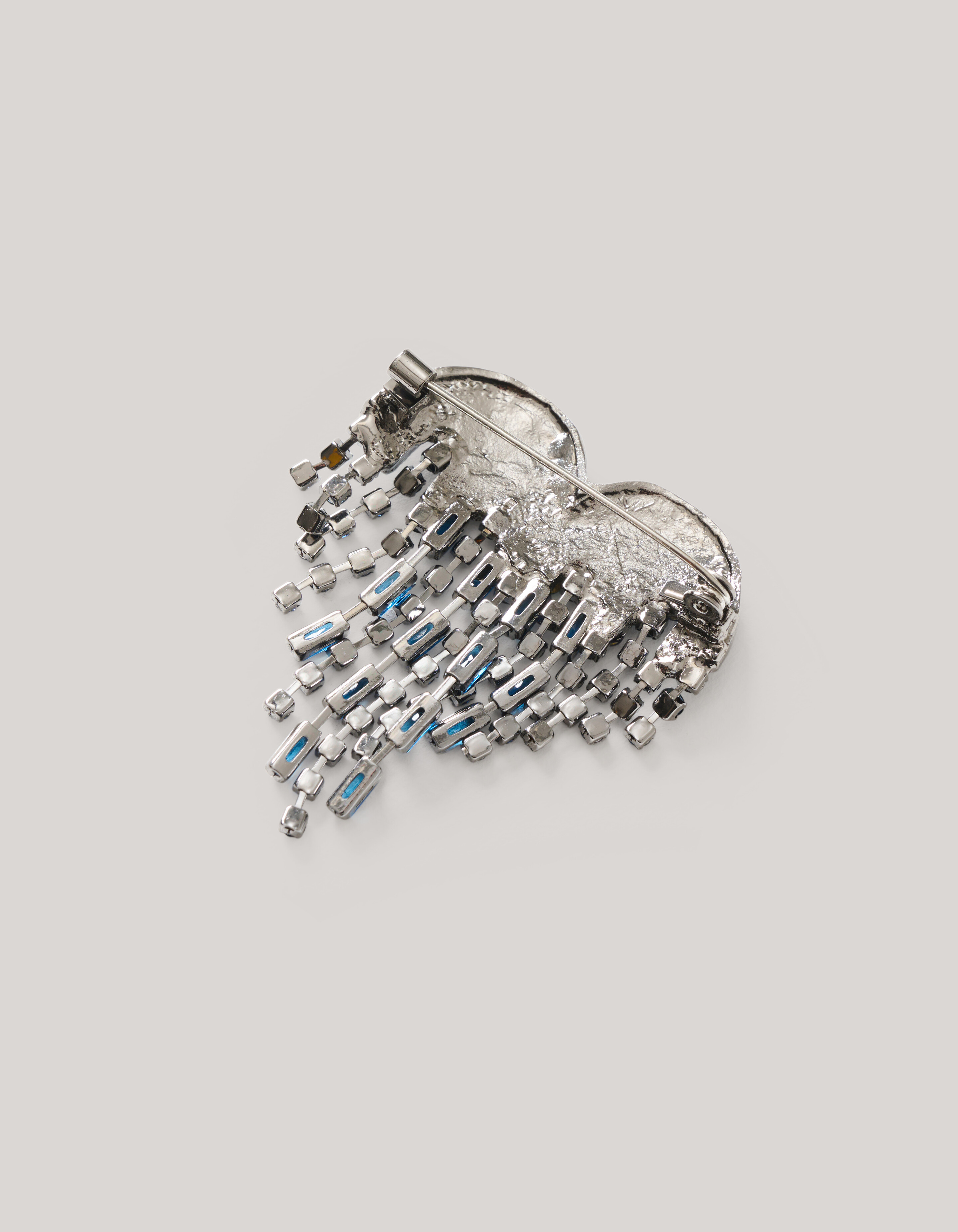 Strass Heart Broche Blauw SHOEBY ACCESSOIRES