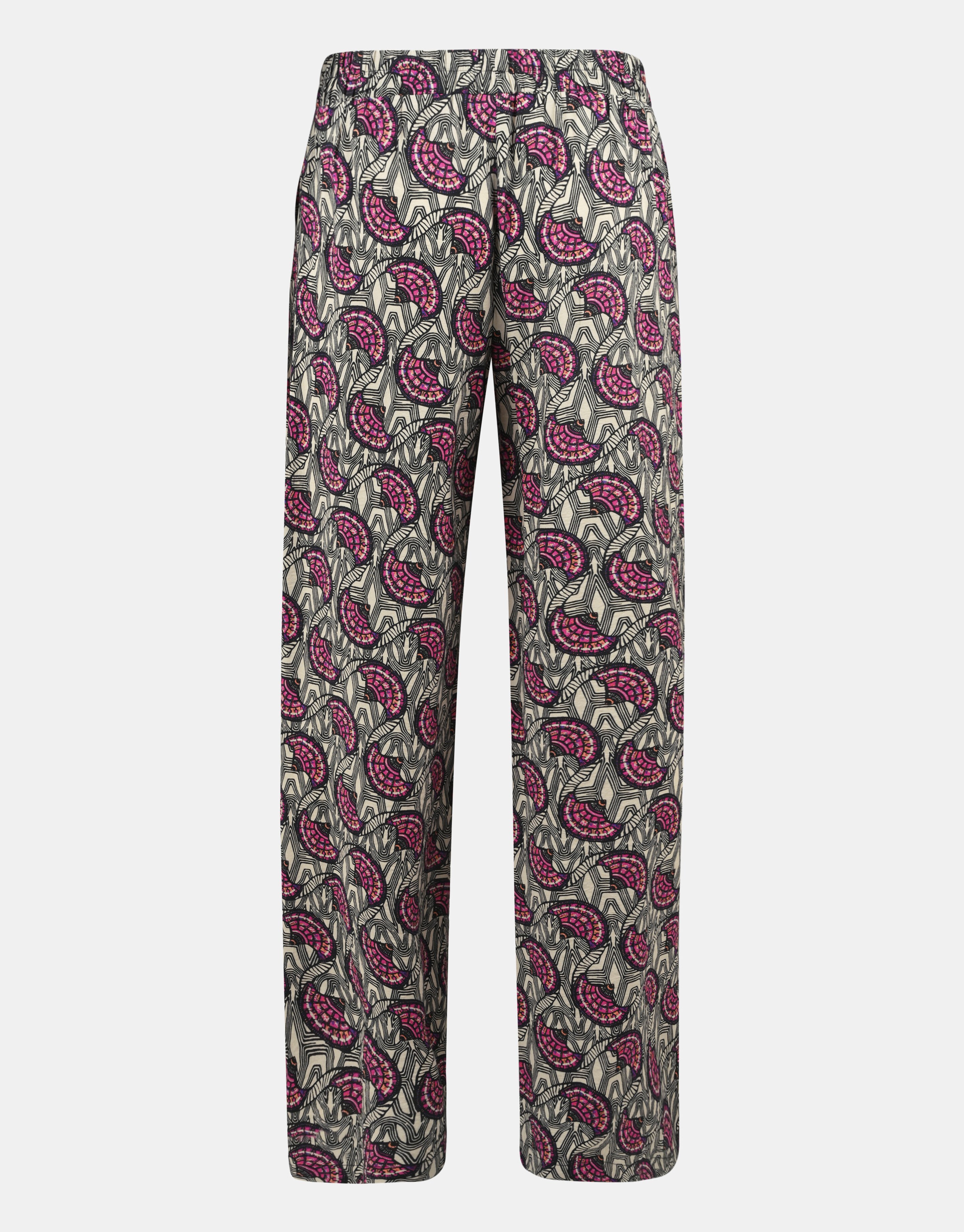 Grafische Print Wide Leg Broek Zwart Eksept