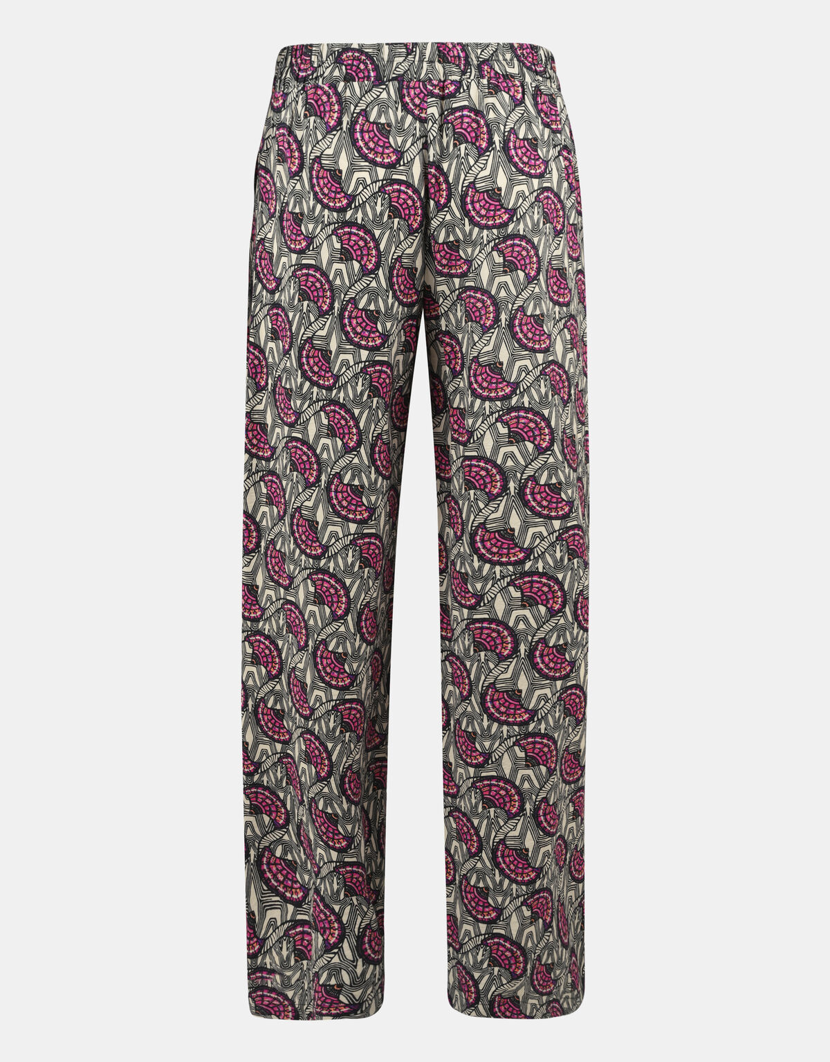 Grafische Print Wide Leg Broek Zwart Eksept